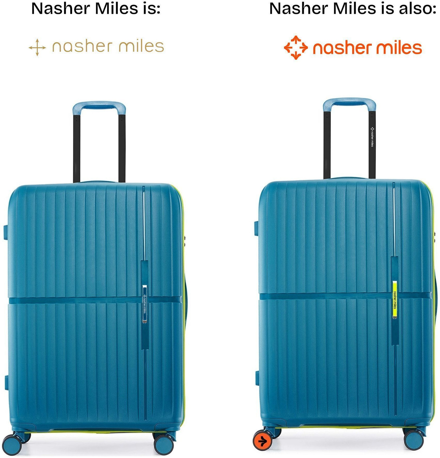 Image of NASHER MILES Hard Body Set of 3 Luggage 8 Wheels - Springfield HardSide Polypropylene 3 Navy Blue TrolleyBag(55, 65 & 75 cm) - Teal