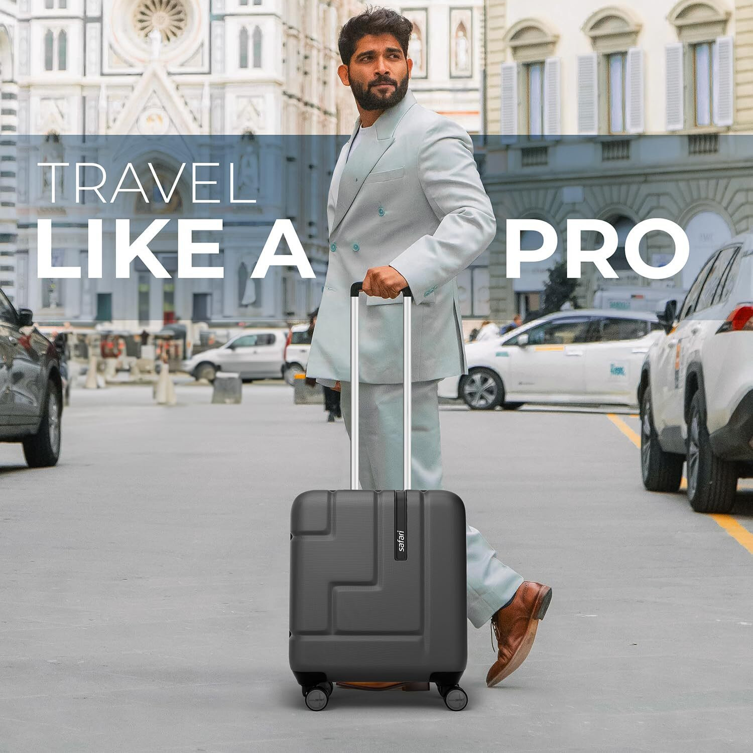 Image of SAFARI Small Cabin Suitcase (49 cm) 8 Wheels - Aviator 50 cm Cabin Overnighter Laptop pilot trolley bag,Hard case,360 Degree - Grey