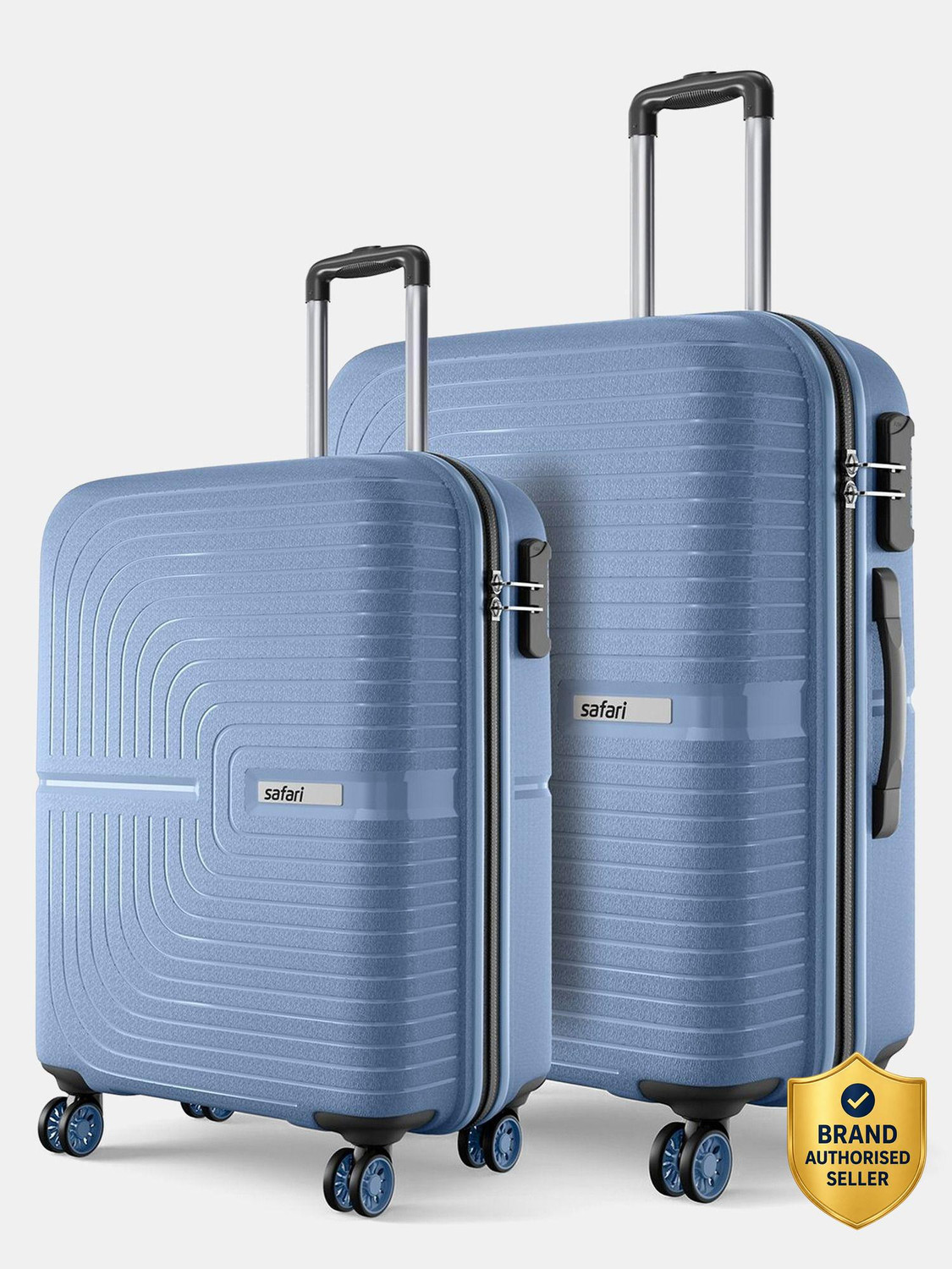 Image of SAFARI Large Cabin & Check-in Set (79 cm) 4 Wheels - OZONETSA - Blue