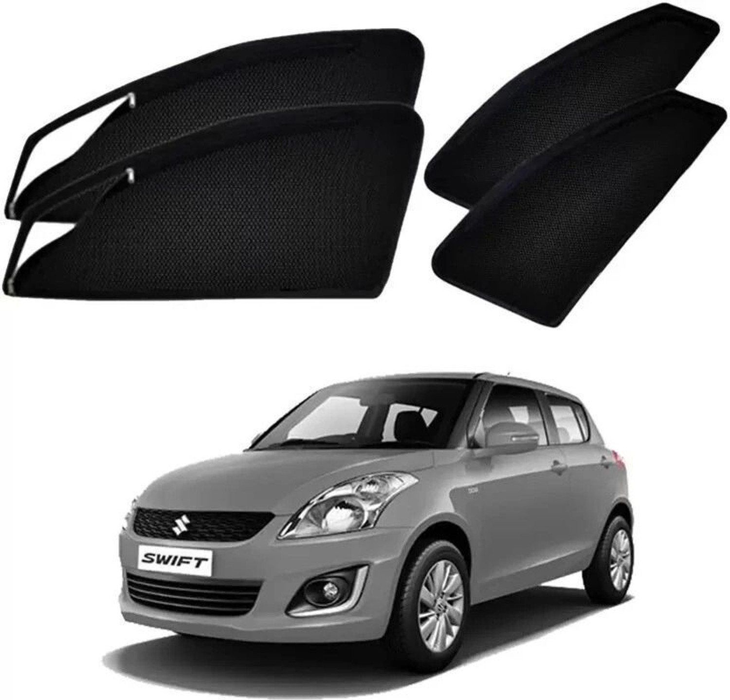 Image of RAKRISH Rear Window, Side Window Sun Shade For Maruti Suzuki New Swift (Black)