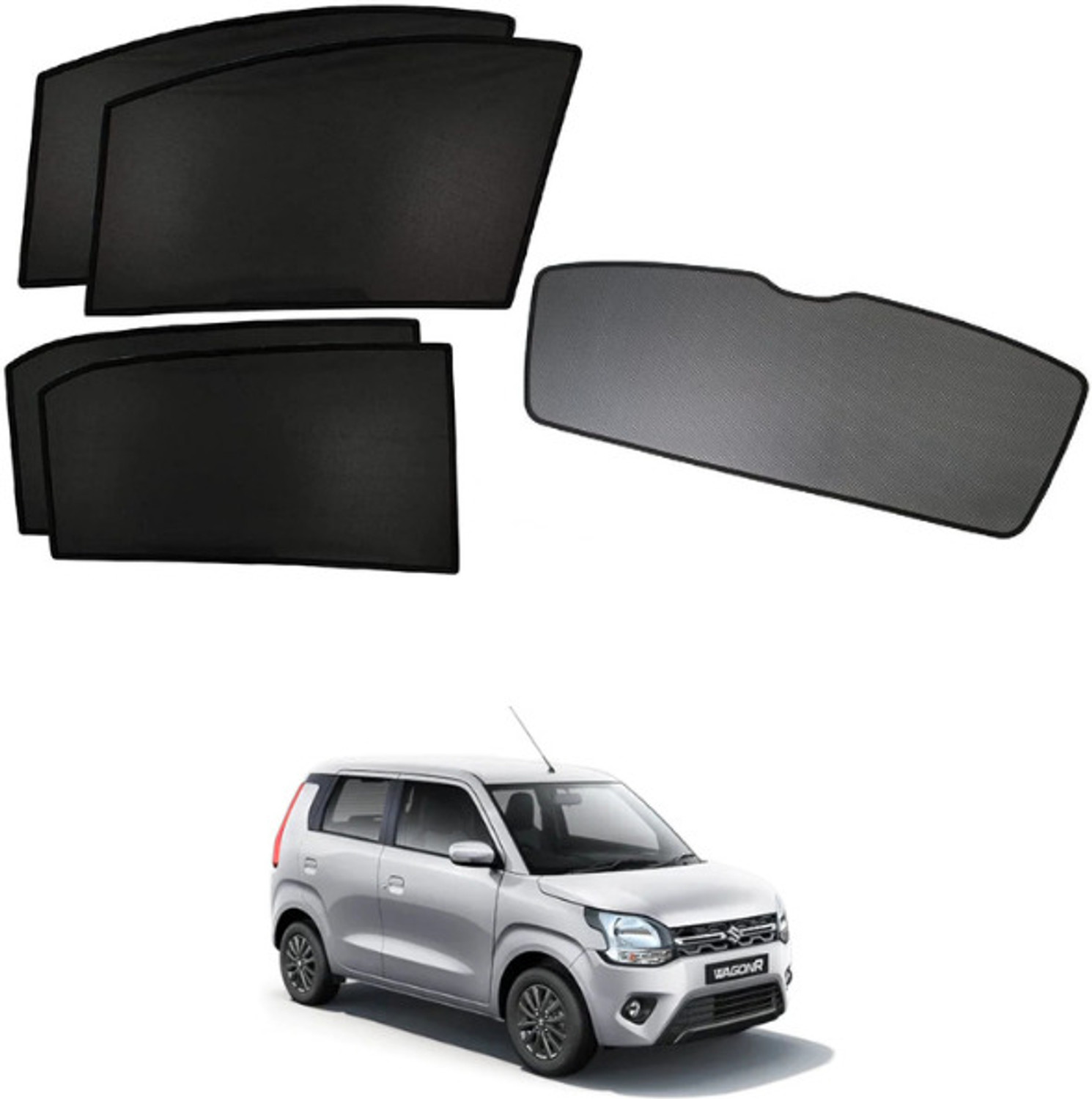 Image of RAKRISH Rear Window, Side Window Sun Shade For Maruti Suzuki Baleno (Black)