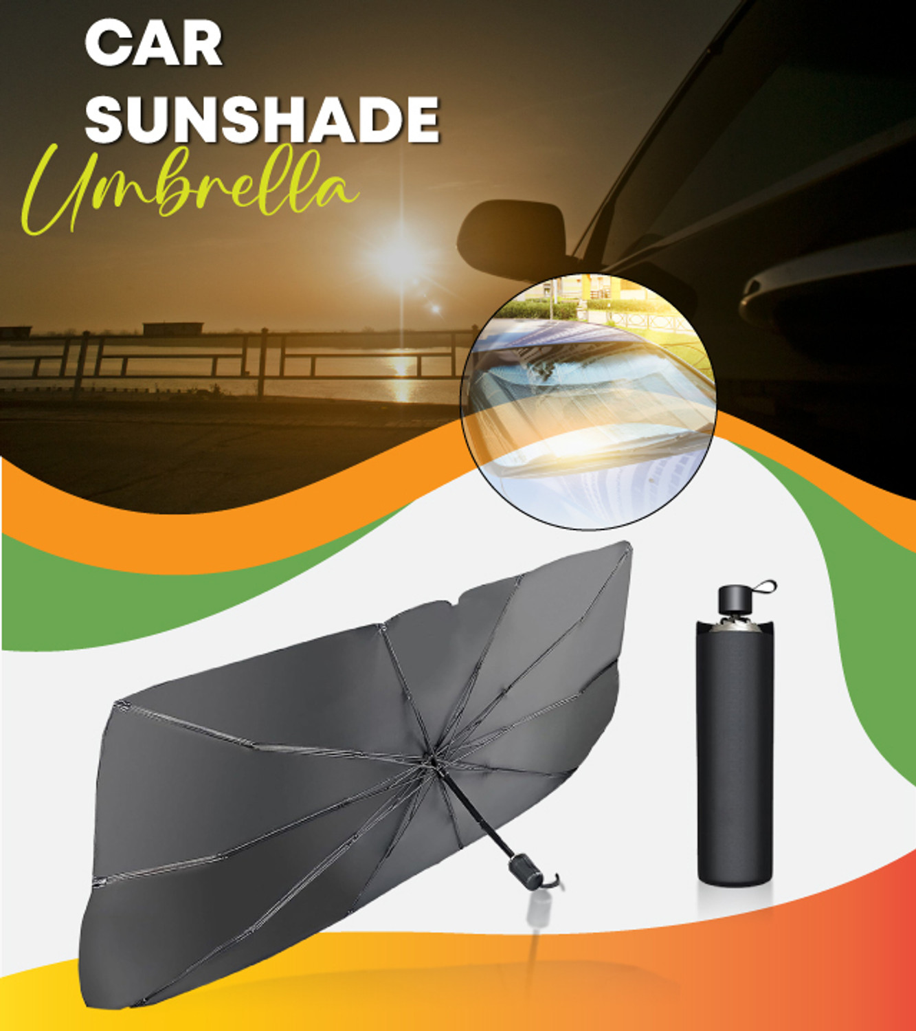 Image of UNNISHA Windshield Sun Shade For Universal For Car Universal For Car (Black)