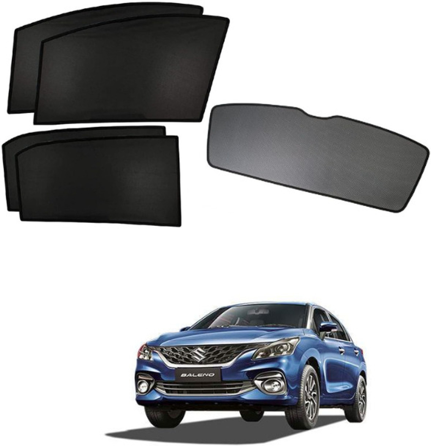 Image of RAKRISH Rear Window, Side Window Sun Shade For Maruti Suzuki Baleno (Black)