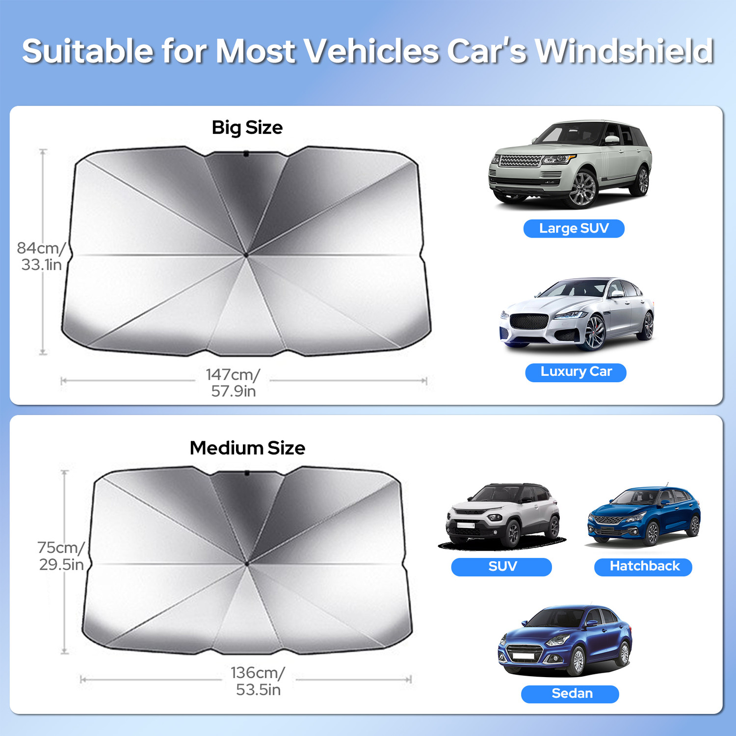 Image of Costar Windshield Sun Shade For Universal For Car Universal For Car (Silver)