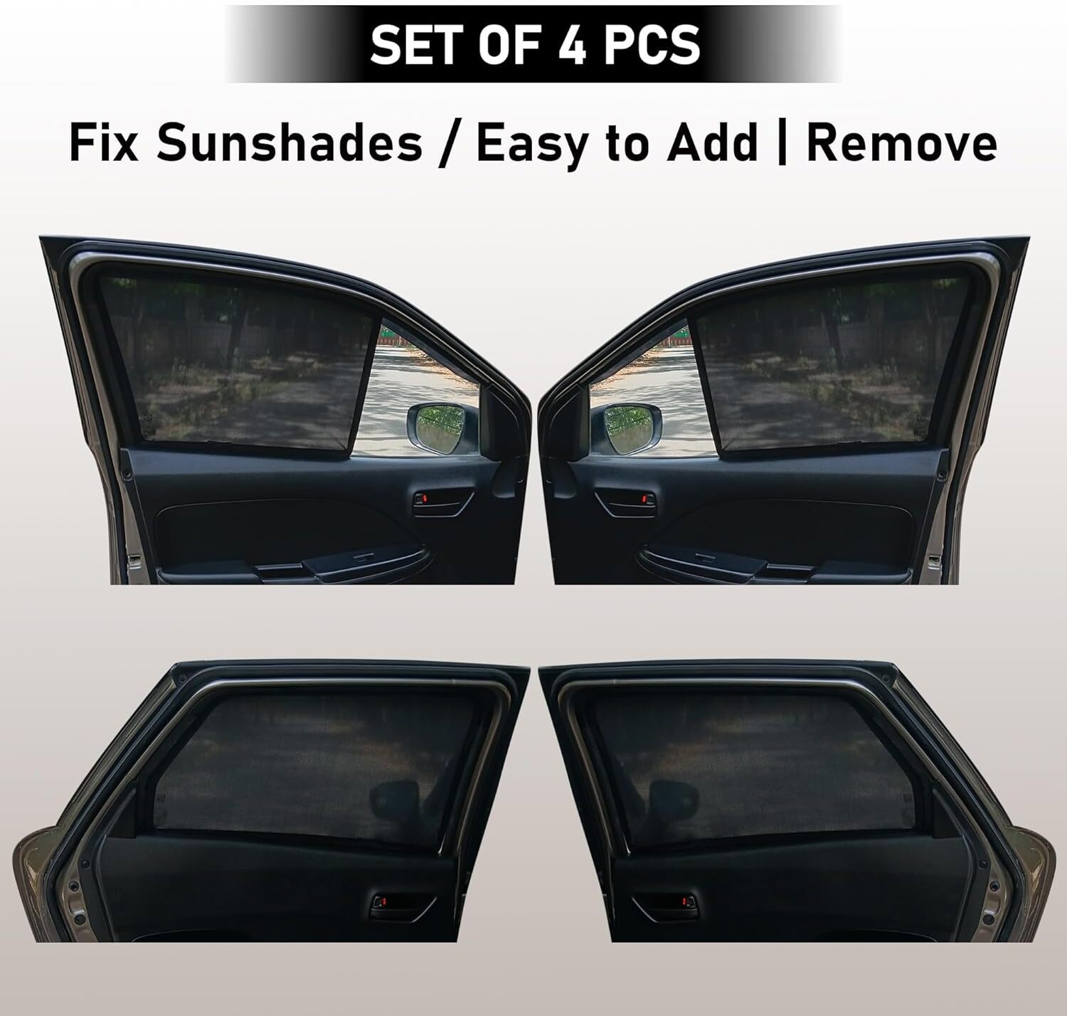 Image of RAKRISH Rear Window, Side Window Sun Shade For Maruti Suzuki Baleno (Black)