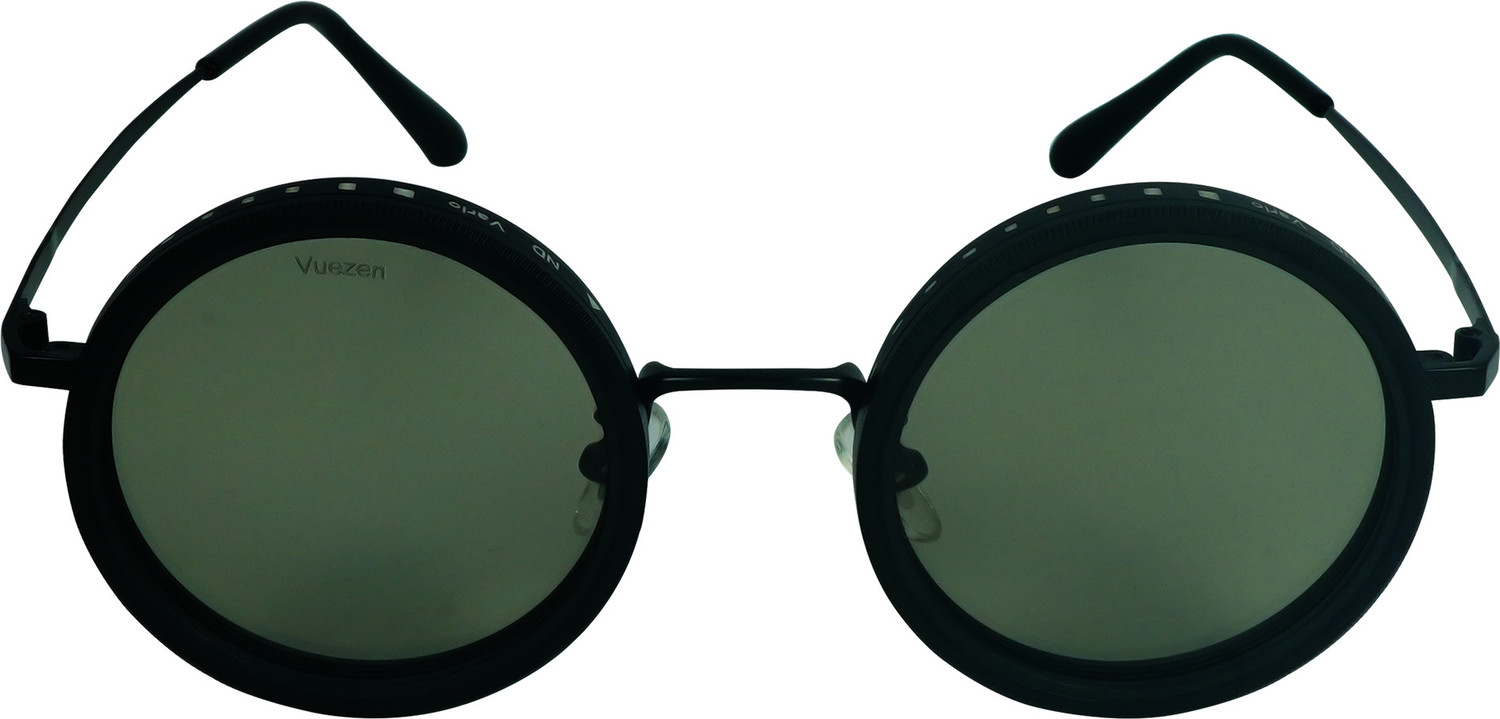 Image of Vuezen Polarized, UV Protection Round Sunglasses (40) (For Men & Women, Green, Grey)
