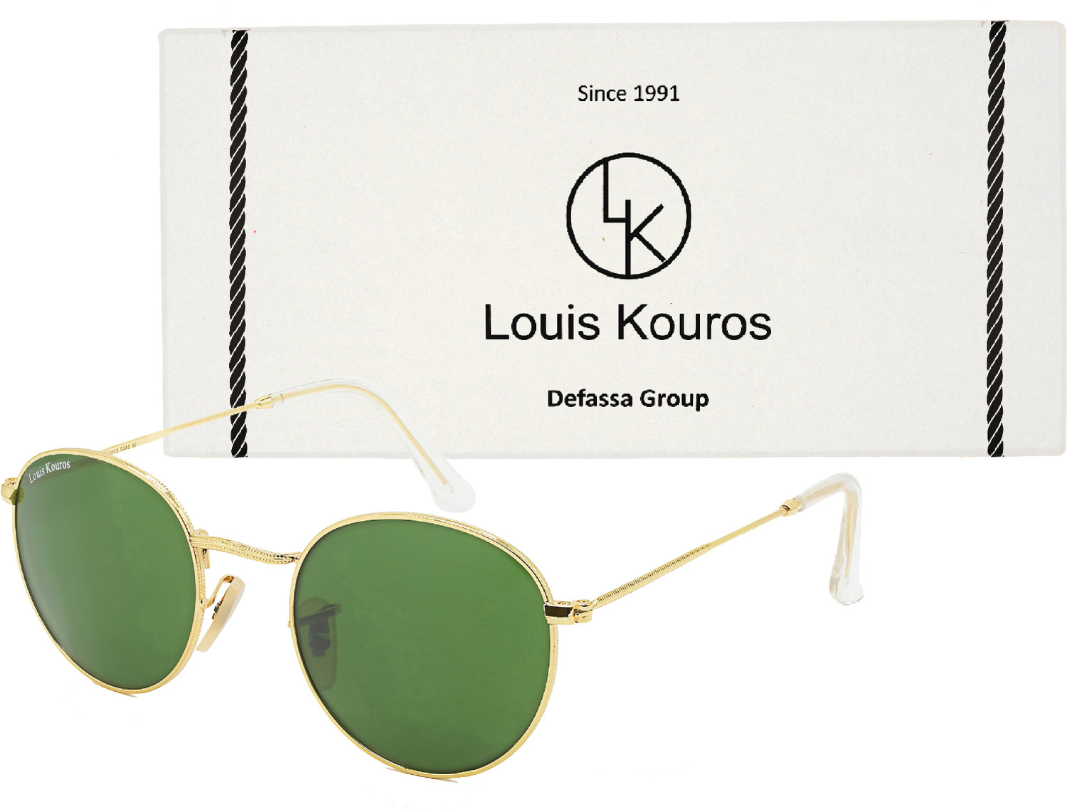 Image of LOUIS KOUROS UV Protection, Mirrored, Riding Glasses Round Sunglasses (50) (For Men & Women, Green)