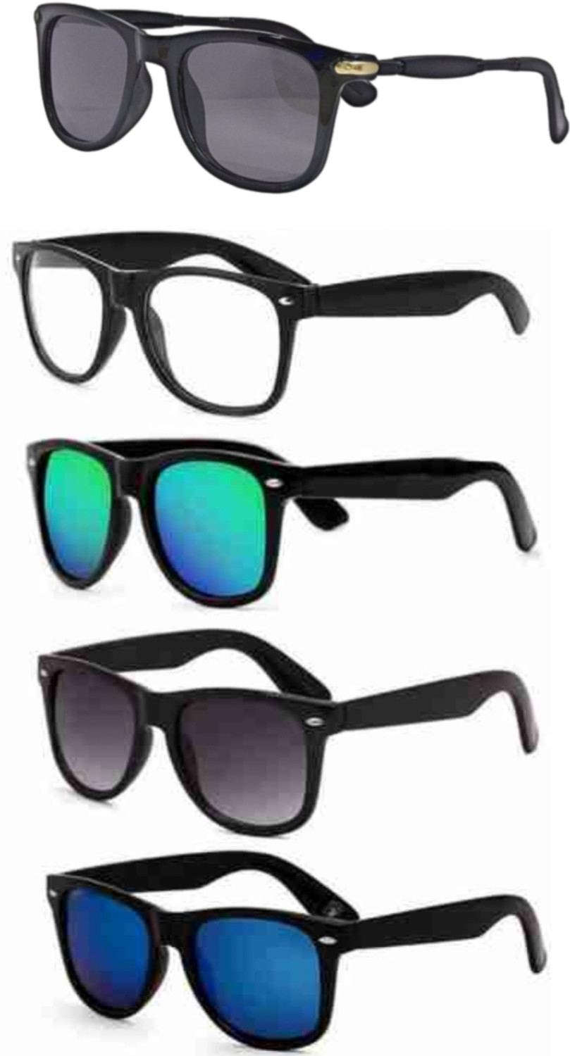 Image of Dannilo Polarized, UV Protection, Riding Glasses, Mirrored Wayfarer Sunglasses (Free Size) (For Men & Women, Black, Blue, Green, Clear, Grey)