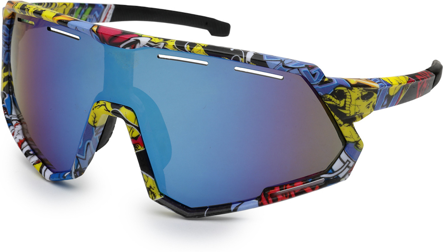Image of Eyewearlabs Polarized, UV Protection, Mirrored Rectangular, Wrap-around, Over-sized, Sports Sunglasses (72) (For Men & Women, Blue)