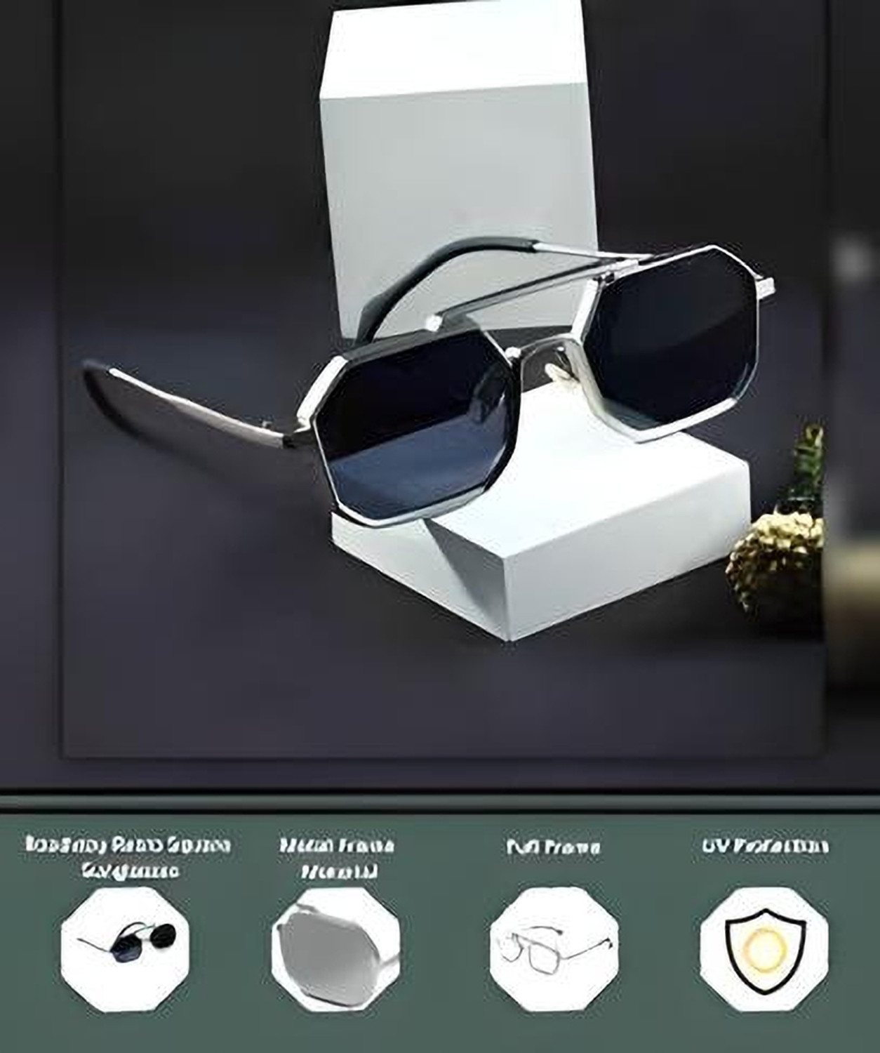 Image of Accentz UV Protection Round Sunglasses (Free Size) (For Men, Brown, Golden)