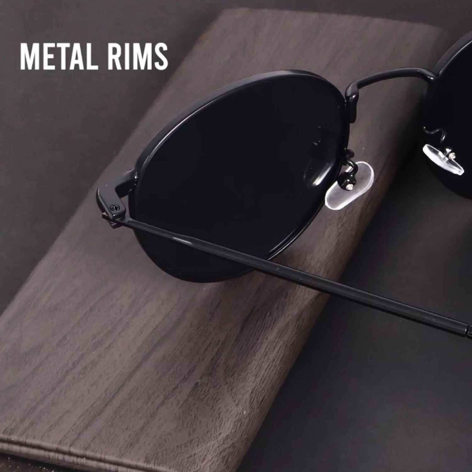 Image of eyedens UV Protection Round Sunglasses (Free Size) (For Men & Women, Black)