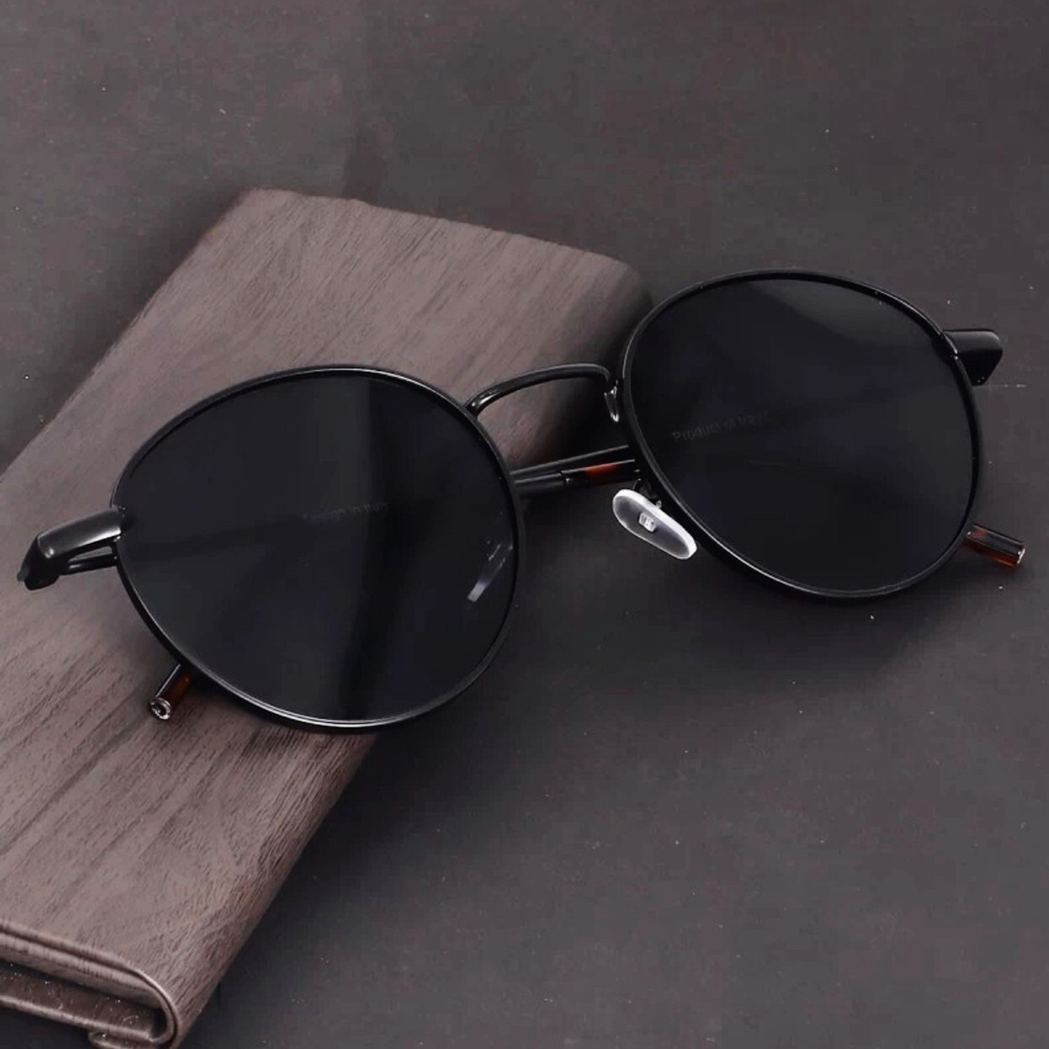 Image of eyedens UV Protection Round Sunglasses (Free Size) (For Men & Women, Black)