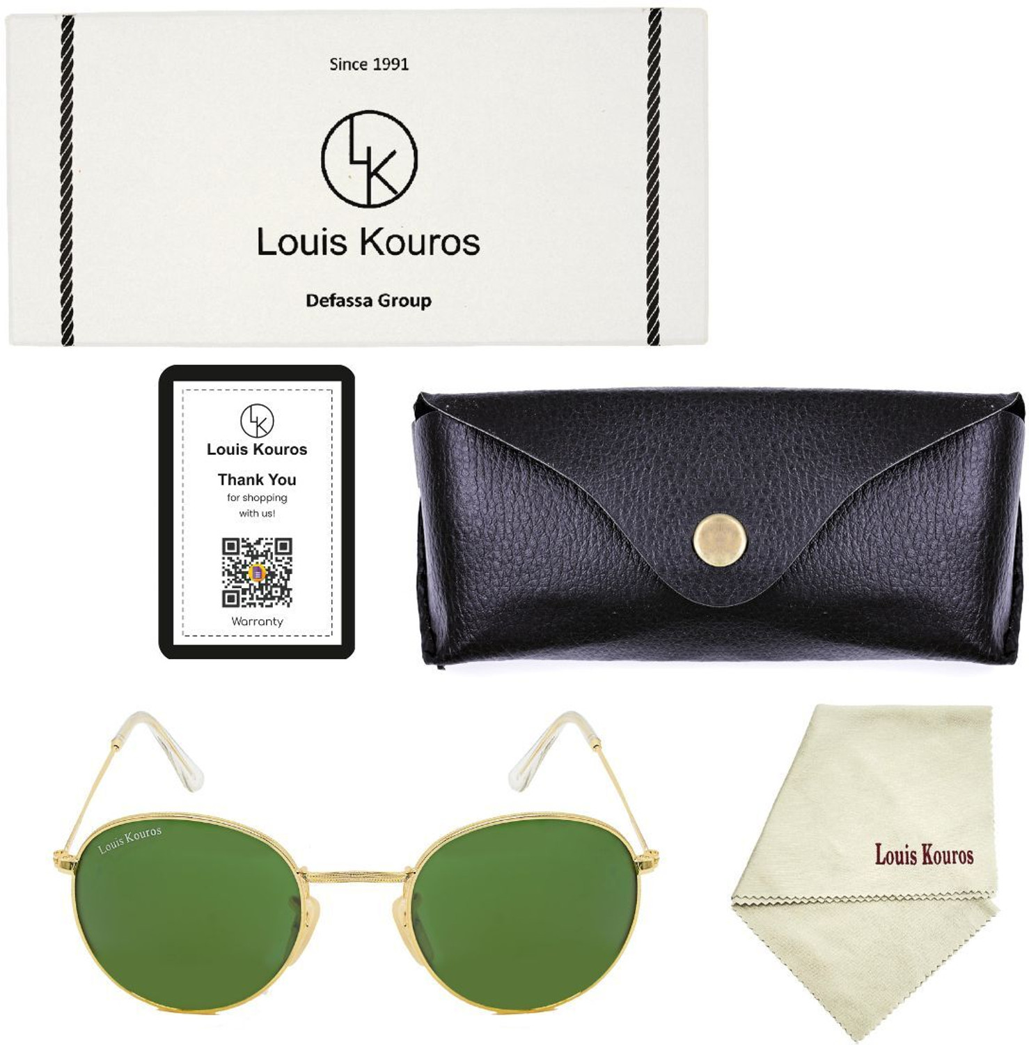 Image of LOUIS KOUROS UV Protection, Mirrored, Riding Glasses Round Sunglasses (50) (For Men & Women, Green)