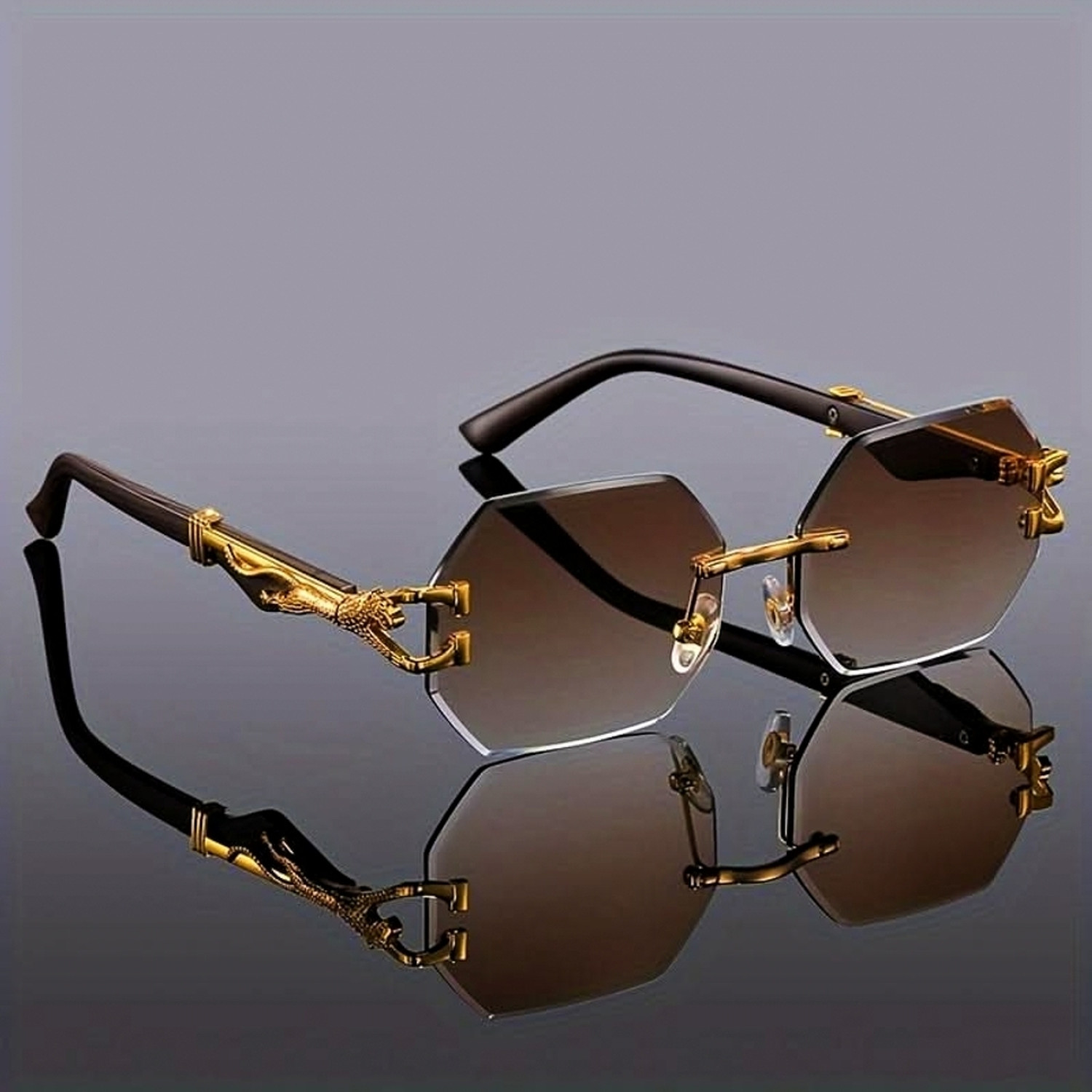eyedens UV Protection Octagonal Sunglasses Brown - Image 1