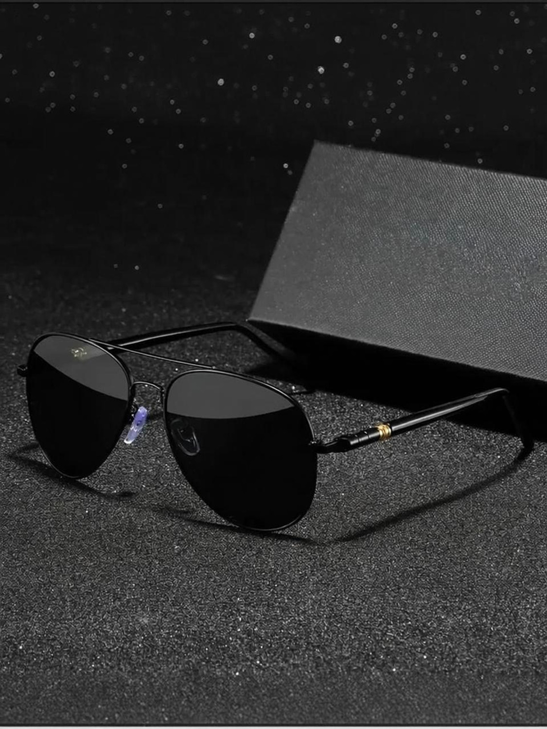 Image of eyedens UV Protection Round Sunglasses (Free Size) (For Men & Women, Black)