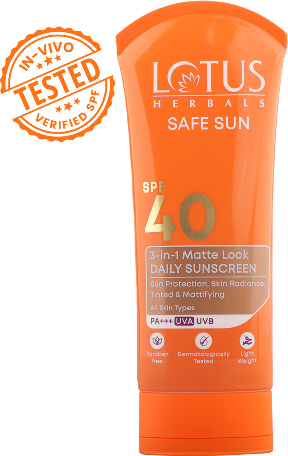 Image of Lotus Organics+ Sunscreen - SPF 50 PA+++ Safe Sun UV Screen Matte Gel SPF 50 100g (50 g)