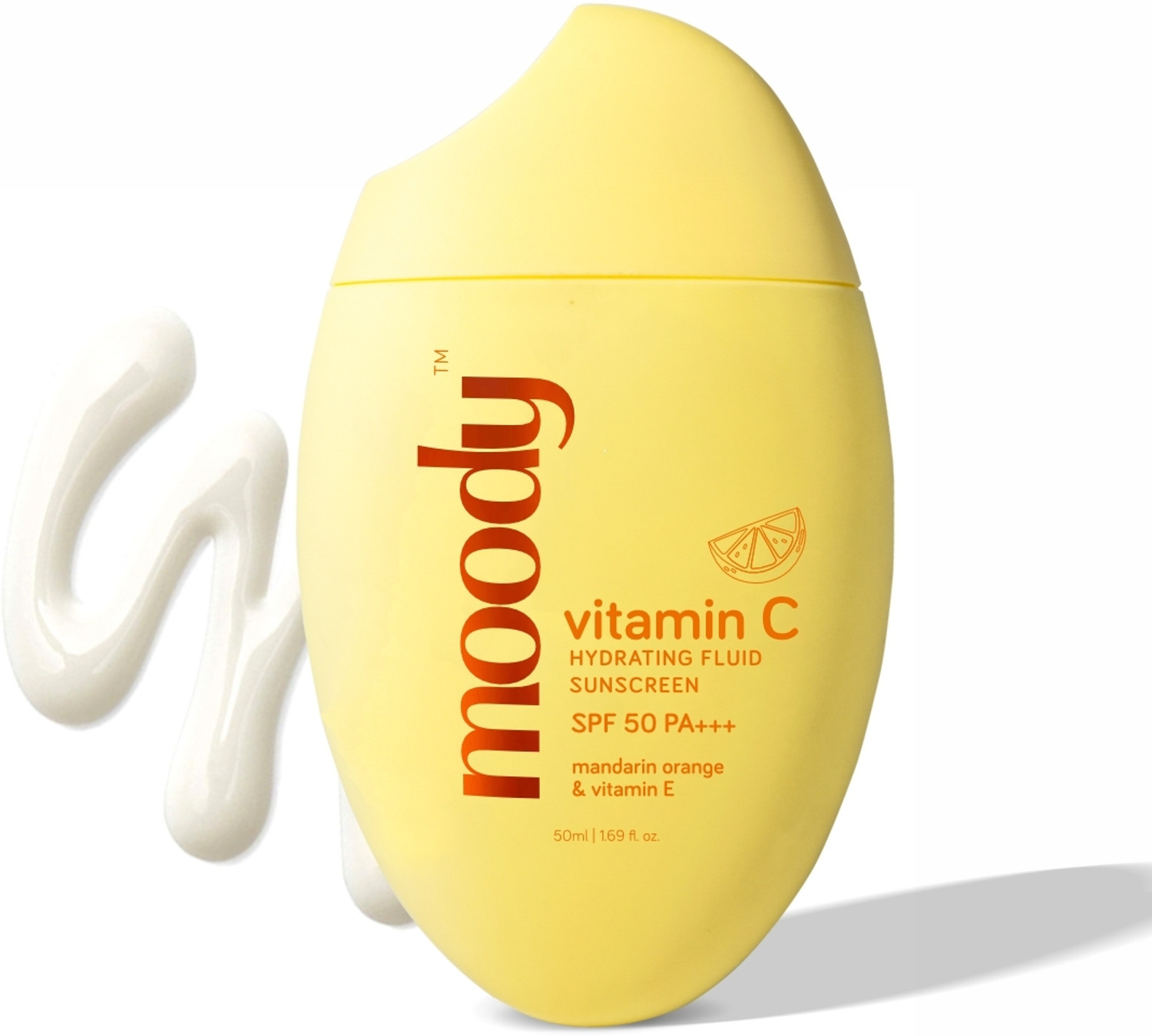 Image of MOODY Sunscreen - SPF 50 PA+++ Vitamin C Hydrating Fluid Sunscreen Mandarin Orange & Vitamin E (30 g)