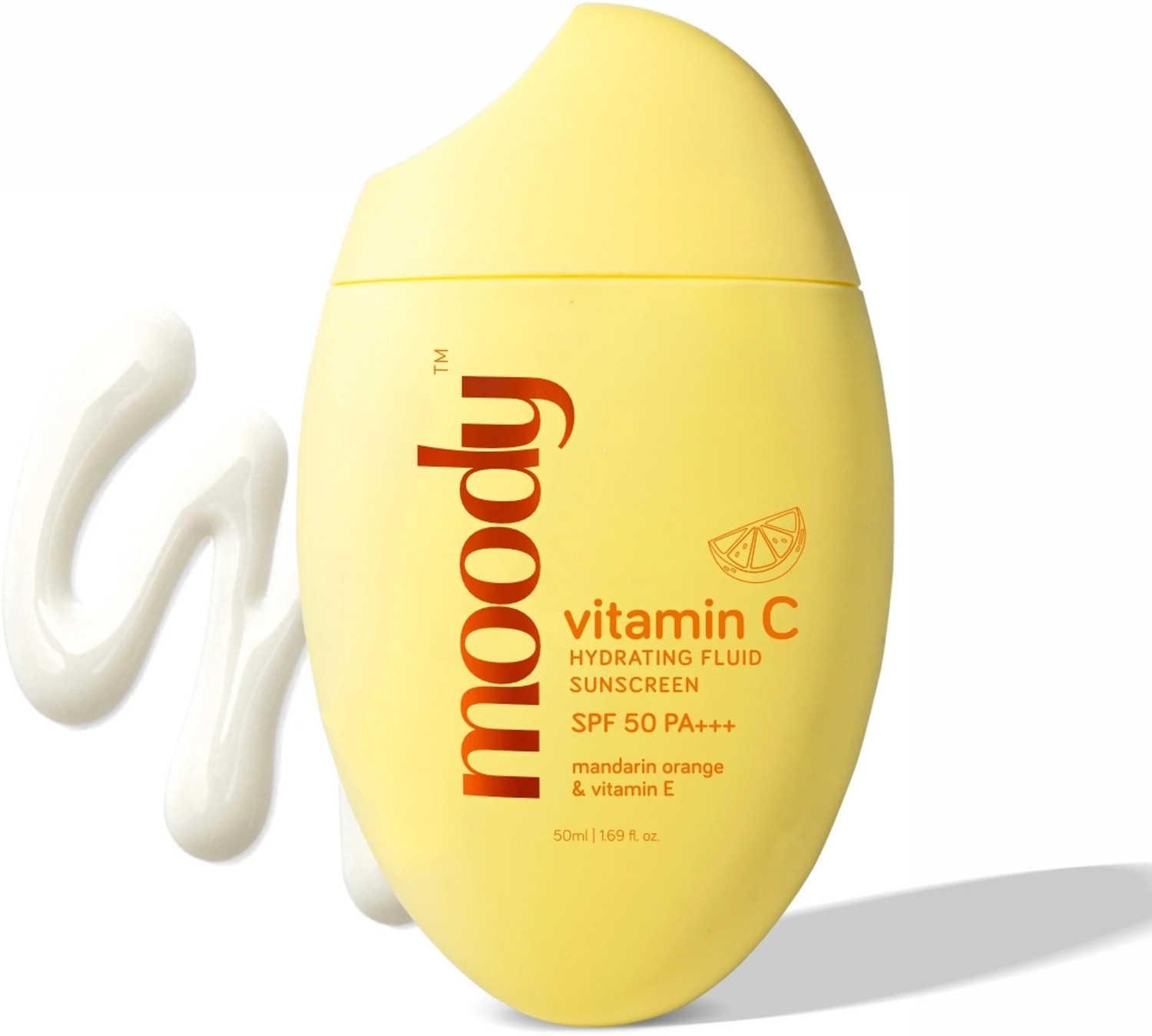Image of MOODY Sunscreen - SPF 50 PA+++ Vitamin C Hydrating Fluid Sunscreen Mandarin Orange & Vitamin E (30 g)