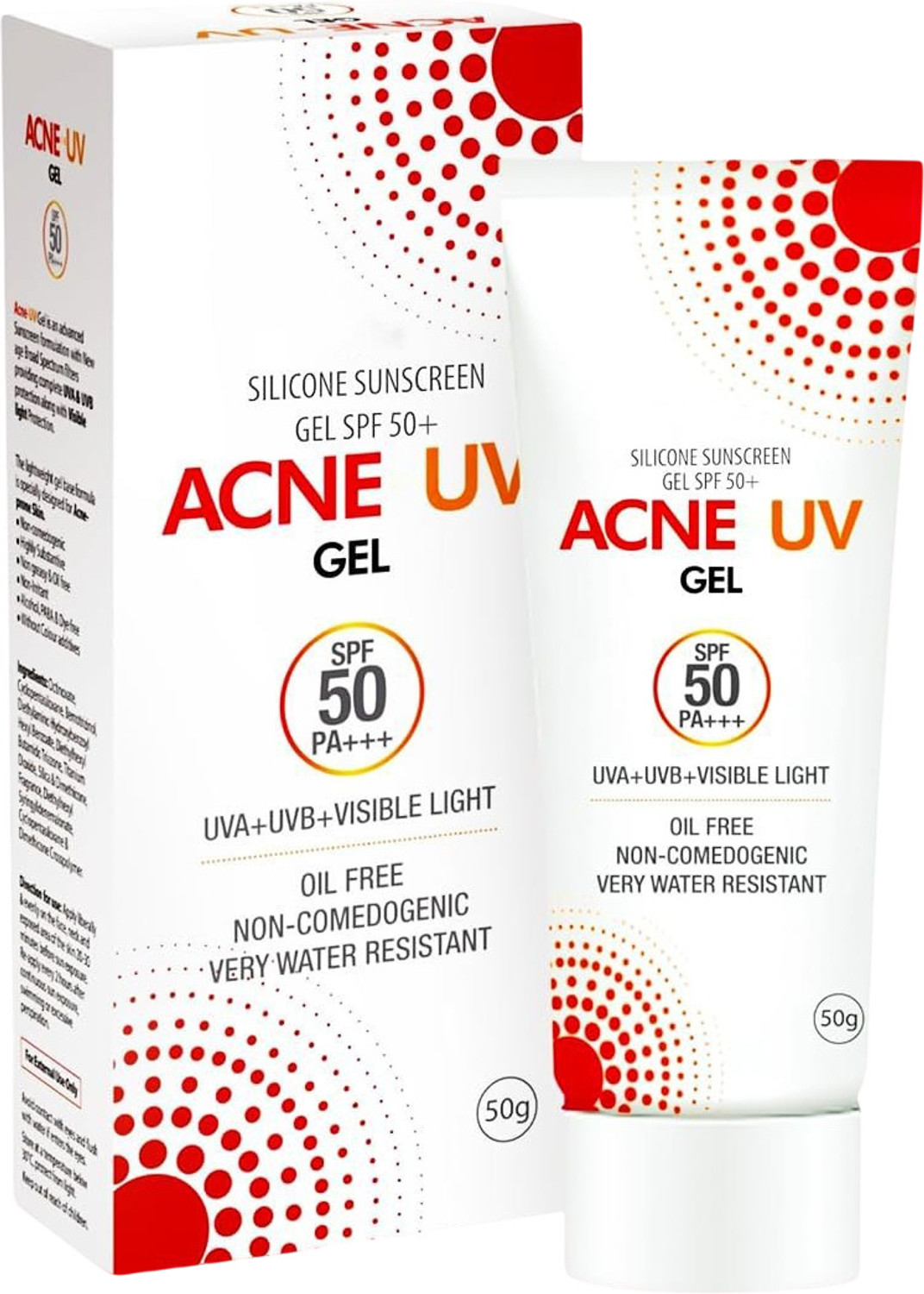 Image of ACNE-UV Sunscreen - SPF 50 PA++++ Gel Sunscreen Lightweight | All Skin Types | Broad Spectrum UVA /UVB Protection (50 g)