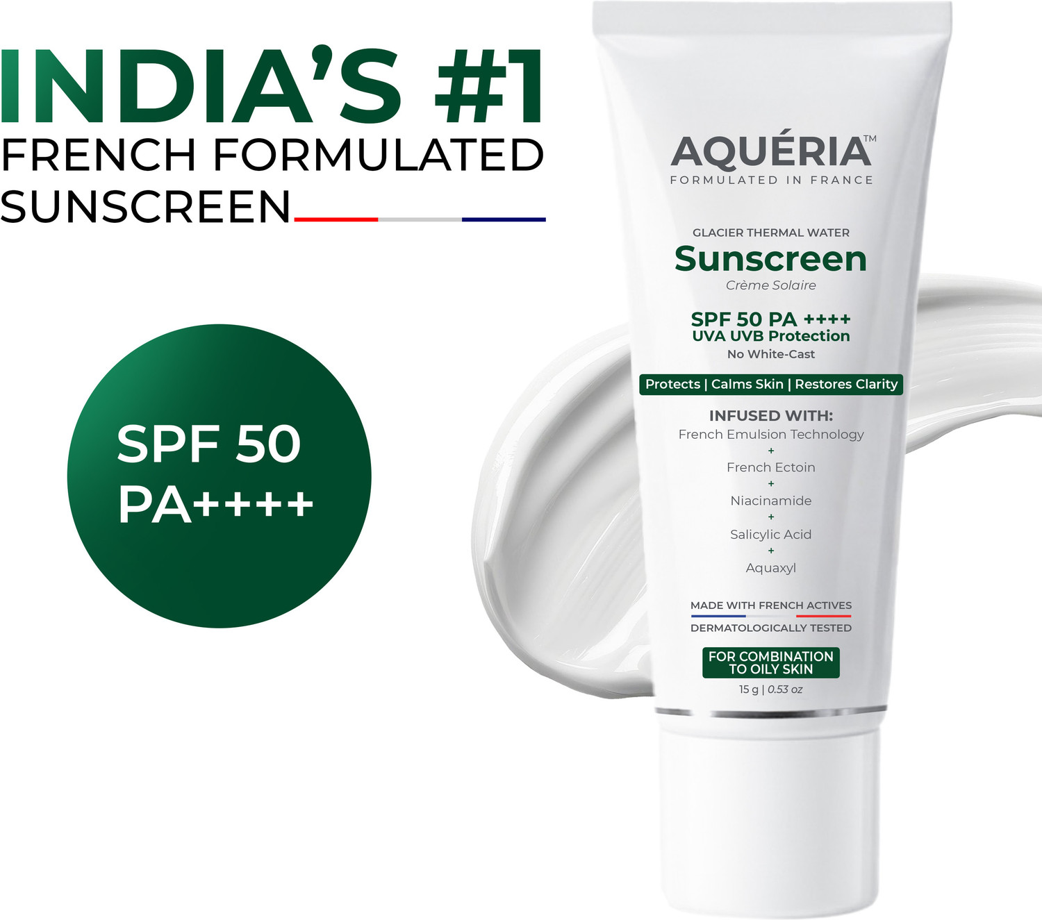 Aqueria Sunscreen SPF 50 PA++++ 2% Niacinamide, Salicylic Acid - Image 1