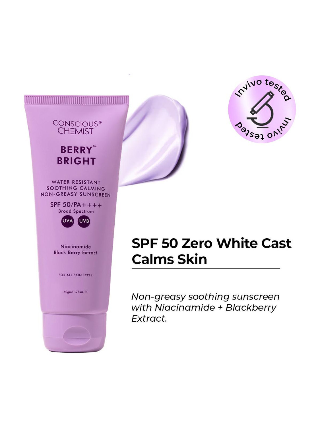 Conscious Chemist Sunscreen SPF 50 PA++++ Niacinamide 50g - Image 1