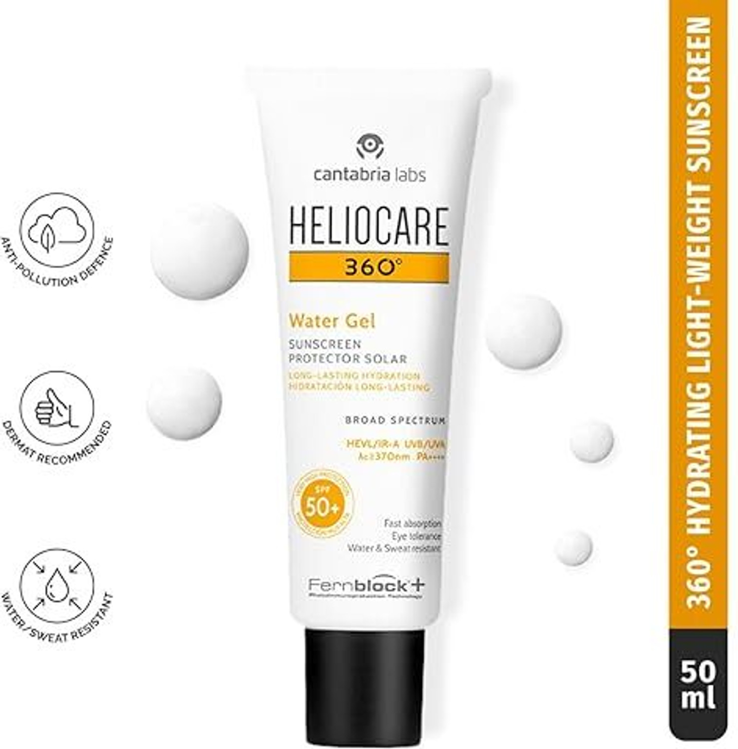 Image of Heliocare Sunscreen - SPF 50 PA++++ 360º Water Gel SPF 50+ PA++++ Sunscreen For Hydrating & Dry & Dehydrated Skin (50 g)