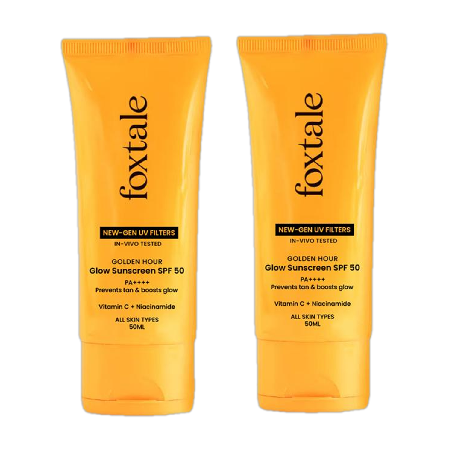 Image of Foxtale Sunscreen - SPF 50 PA++++ Gloden Hour SPF50 Glow Sunscreen PA++++ Vitamin C & Niacinamide for a Dewy Glow (50 ml)
