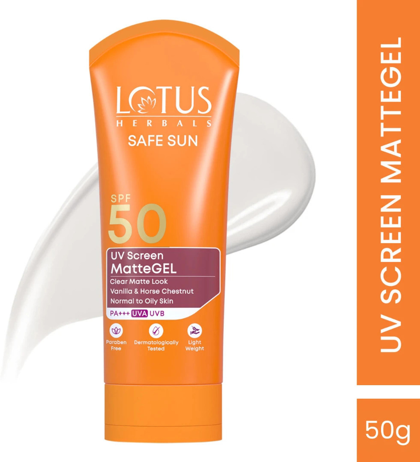 Image of Lotus Organics+ Sunscreen - SPF 50 PA+++ Safe Sun UV Screen Matte Gel SPF 50 100g (50 g)