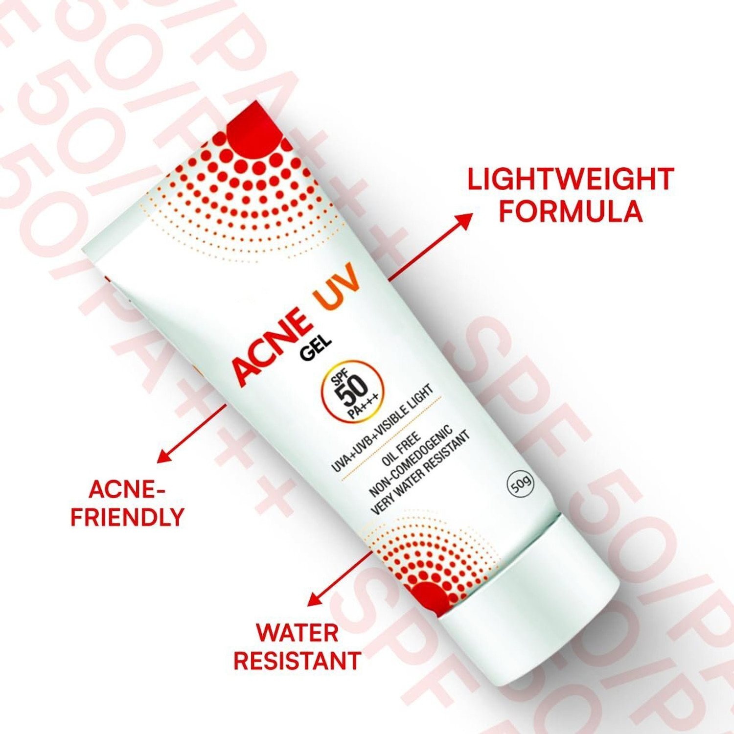 Image of ACNE-UV Sunscreen - SPF 50 PA++++ Gel Sunscreen Lightweight | All Skin Types | Broad Spectrum UVA /UVB Protection (50 g)