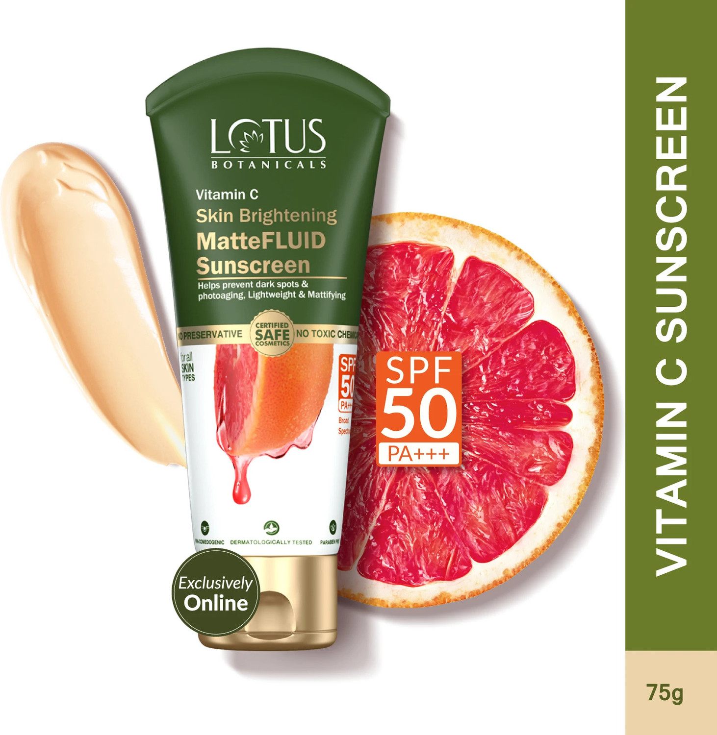 Image of Lotus Botanicals Sunscreen - SPF 50 PA+++ Sandalwood & Hyaluronic Acid Glow and Hydrating Sunscreen Serum (30 ml)