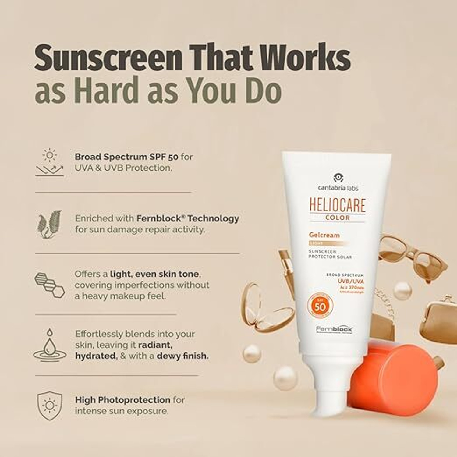 Image of Heliocare Sunscreen - SPF 50 PA++++ Color Sunscreen Orange Gel Cream Combo (100 g)