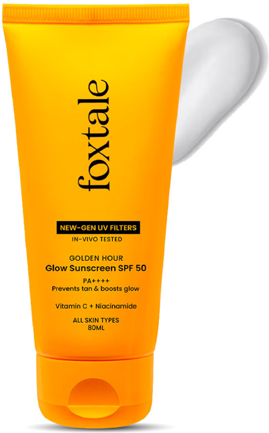 Image of Foxtale Sunscreen - SPF 50 PA++++ Gloden Hour SPF50 Glow Sunscreen PA++++ Vitamin C & Niacinamide for a Dewy Glow (50 ml)