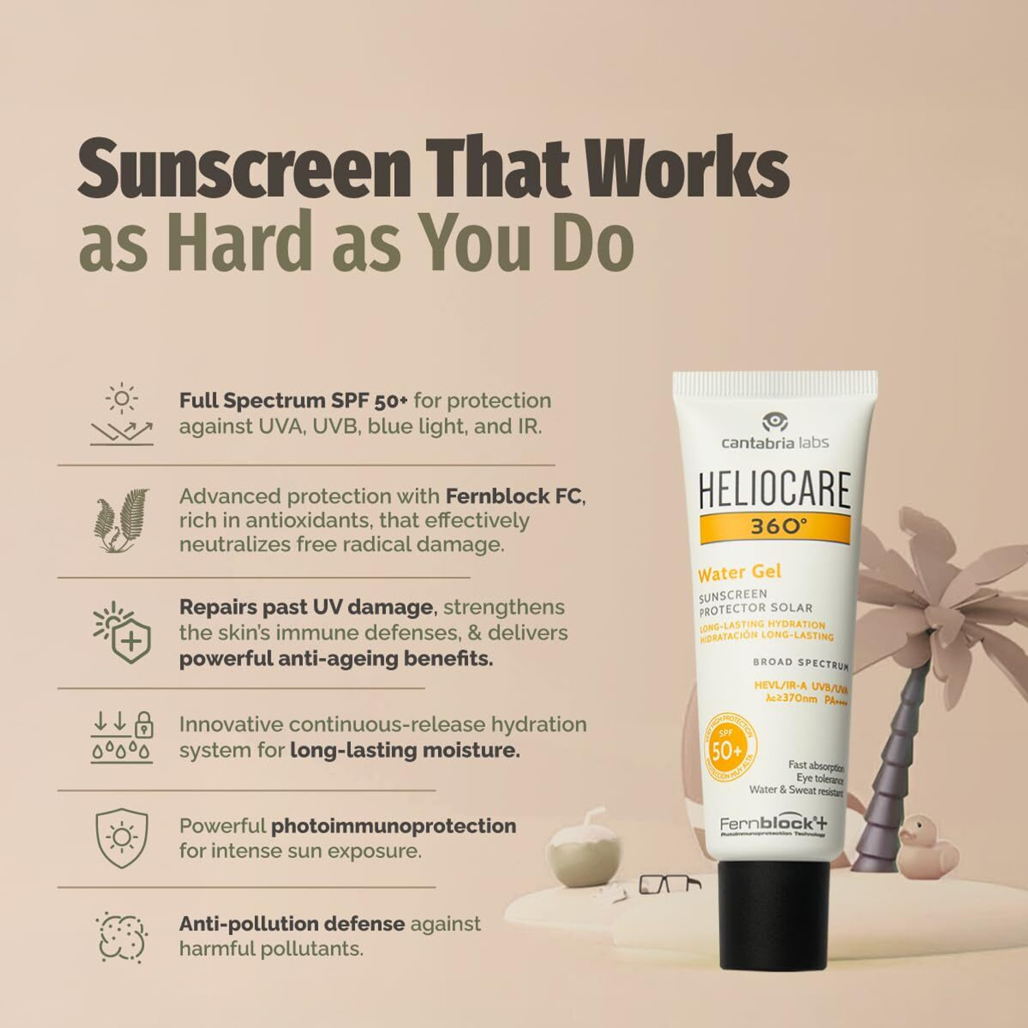 Image of Heliocare Sunscreen - SPF 50 PA++++ 360 Gel Oil-Free Sunscreen for Oily & Acne-Prone Skin (50 g)
