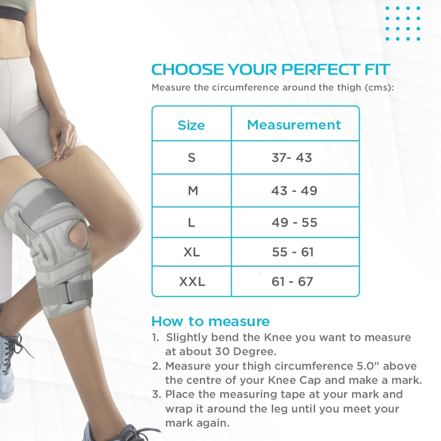 Image of VISSCO Pro- O. A. Knee Brace Open Type Right Knee Support (Black)