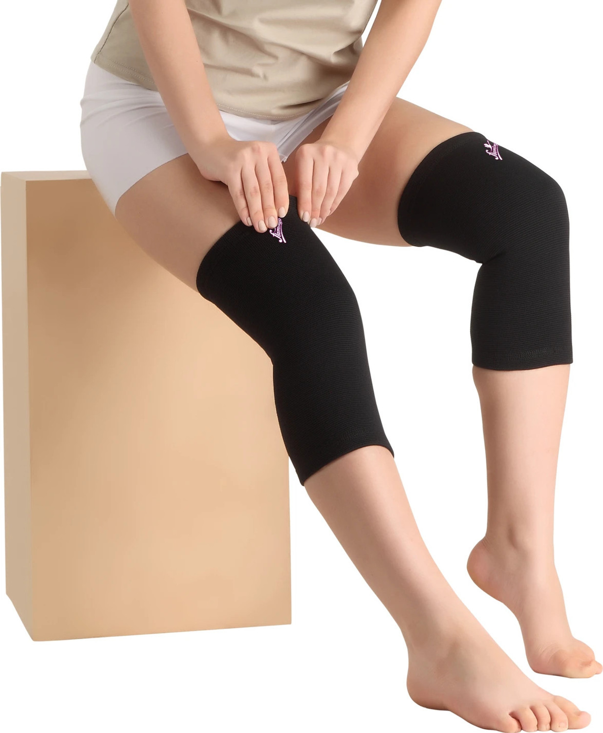 Image of FLAMINGO Knee Cap for Knee Pain for Women Men knee brace for Gym & Sports, Black Size XXL Knee Support (Black)