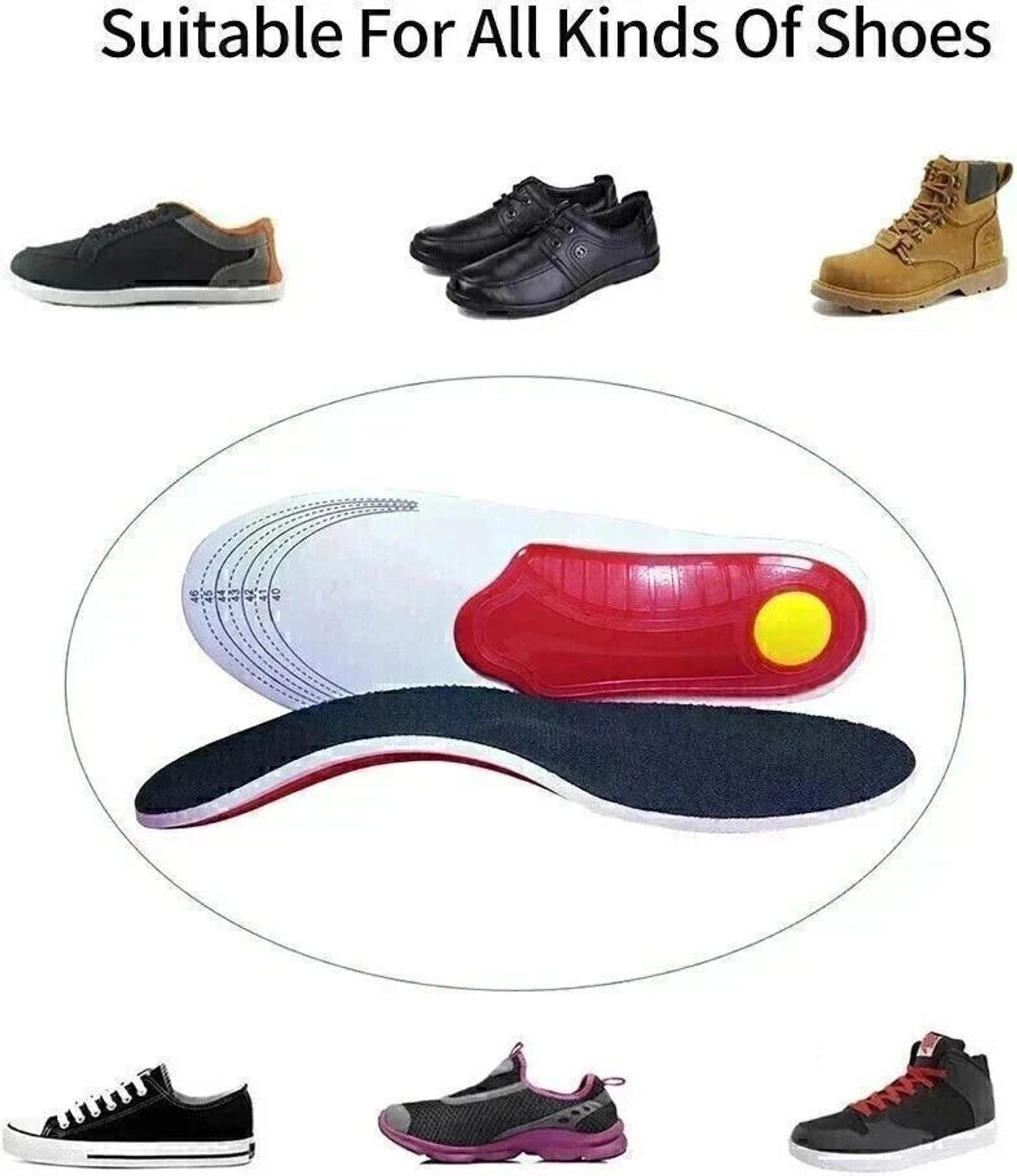 Image of N2J2 SHOP Premium Orthotic Gel High Arch Support Insoles Gel Pad 3D Arch Support Flat Feet Insole