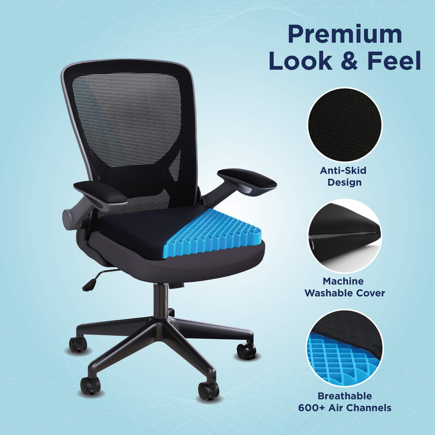 Image of The Sleep Company SmartGRID Smart Seat Cushion Back / Lumbar Support (Black)