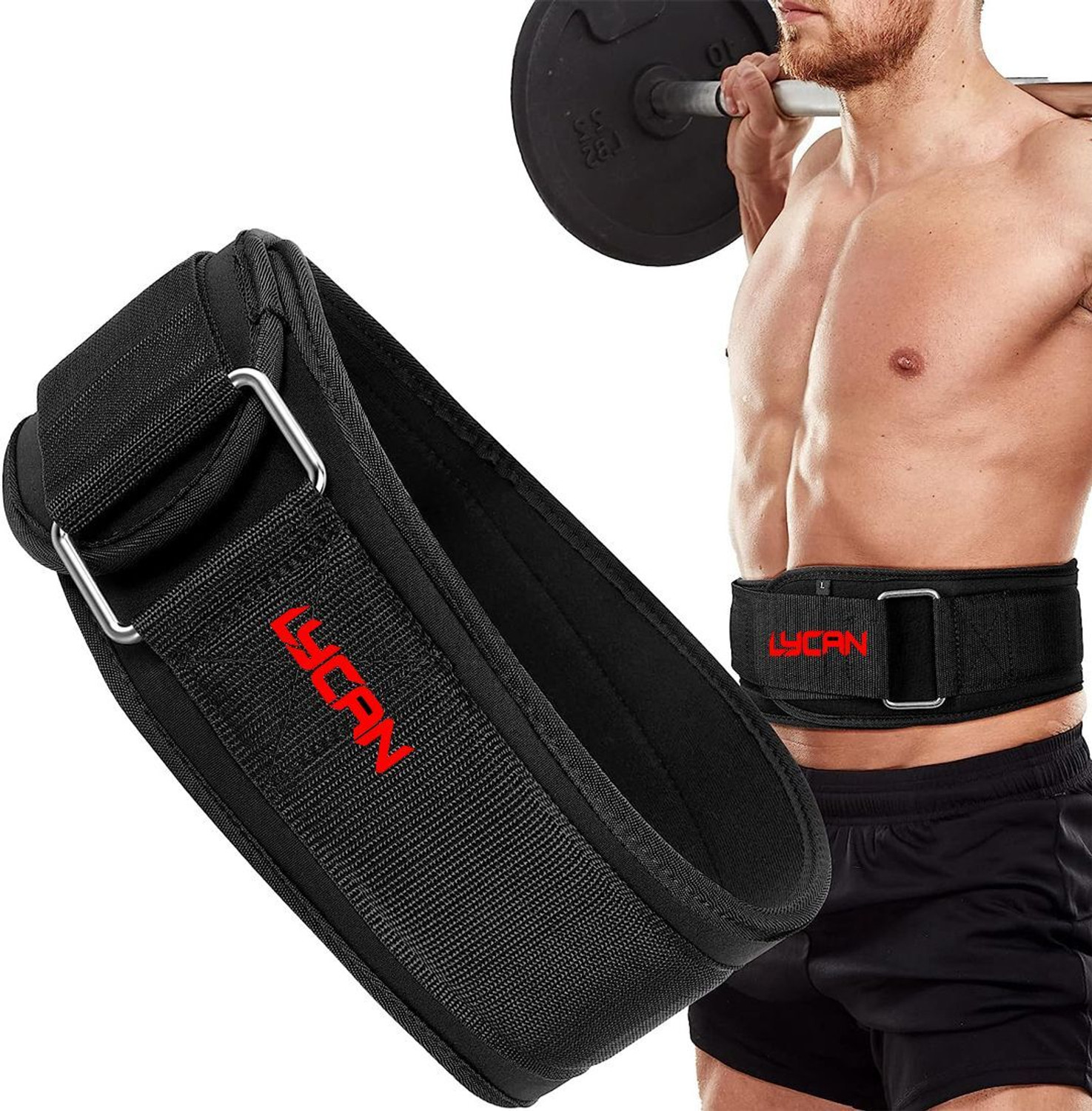 Image of LYCAN 4 Inch Wide Weight lifting Gym Belt Back Support For Men and Women Back / Lumbar Support (Black)
