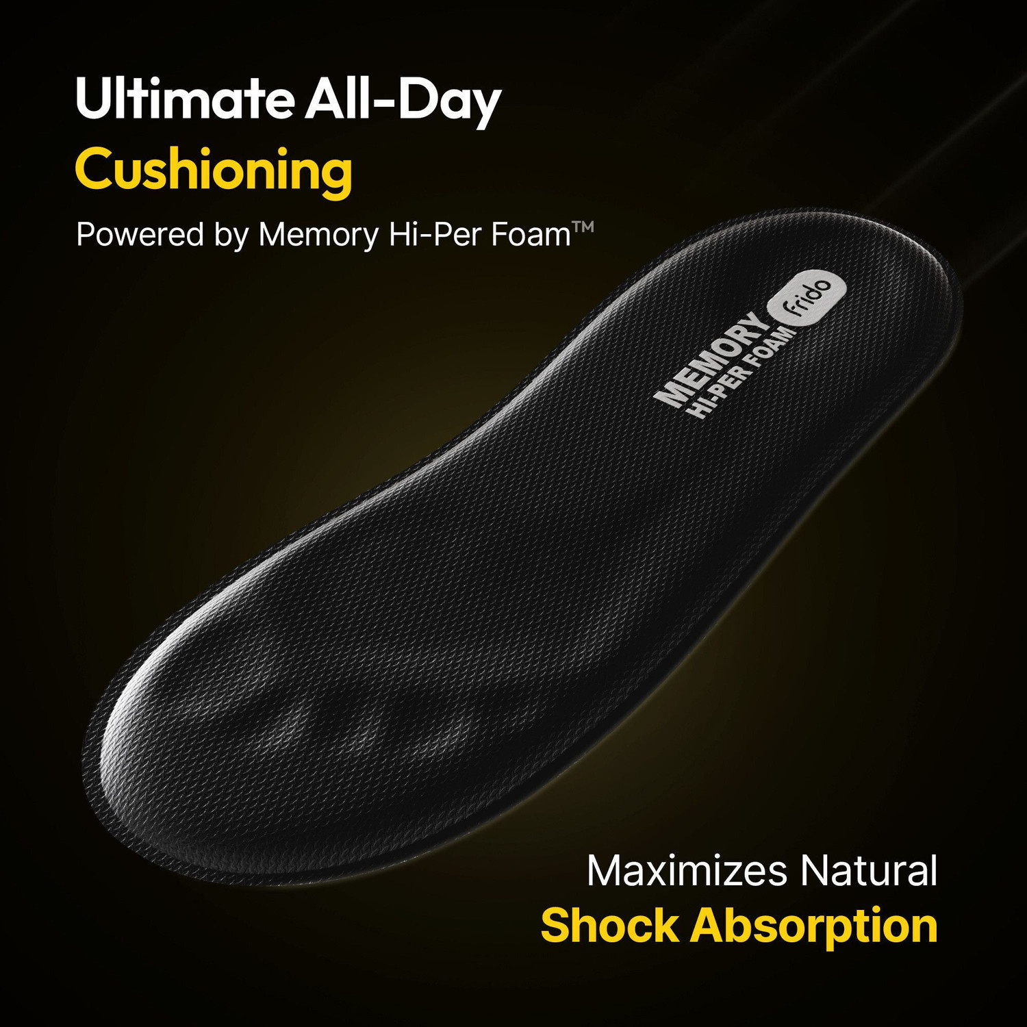 Image of Frido Max Comfort Memory Hi-Per Foam Trimmable Insole, Large (9-13 UK) Foot Support (Black)