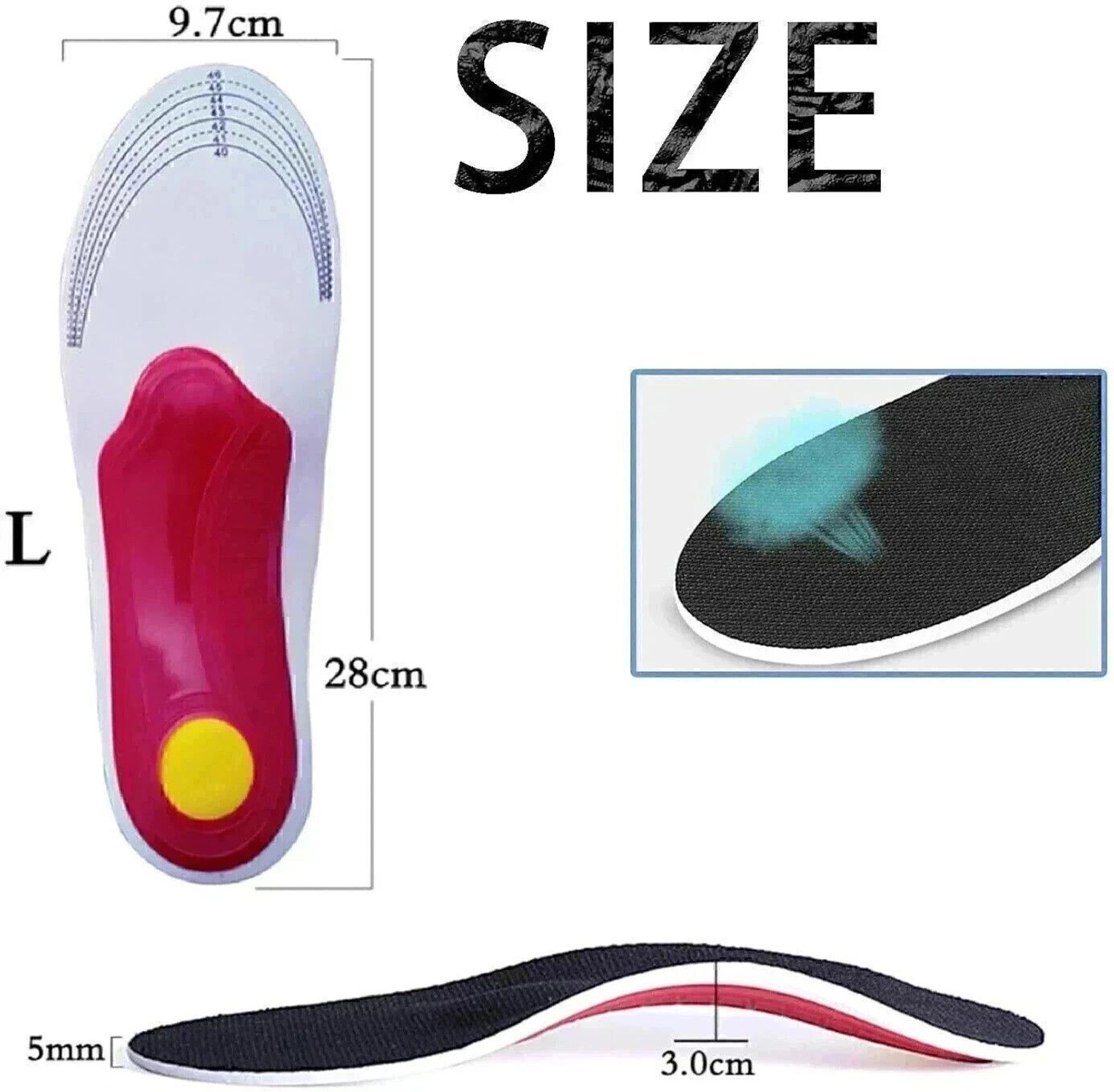 Image of N2J2 SHOP Premium Orthotic Gel High Arch Support Insoles Gel Pad 3D Arch Support Flat Feet Insole