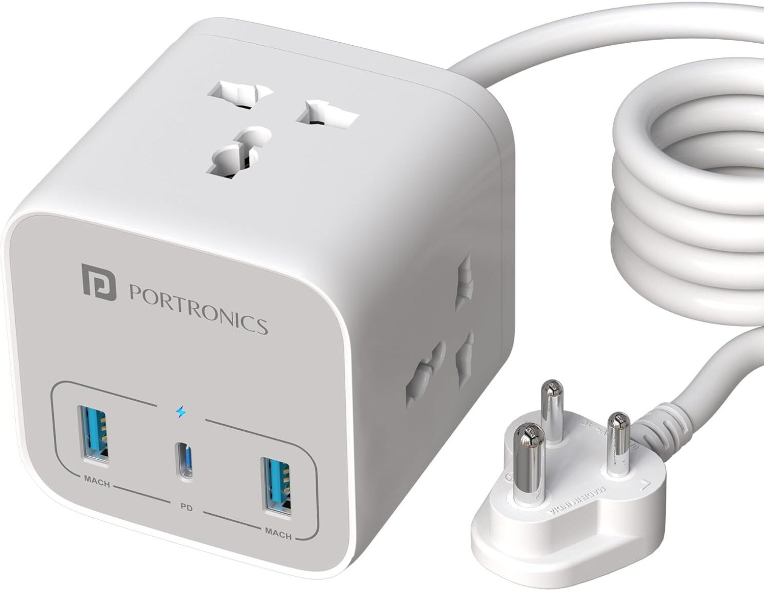 Image of EMBox 10A Multi Plug 2500W 3 Socket Extension Boards (White, 3 m)
