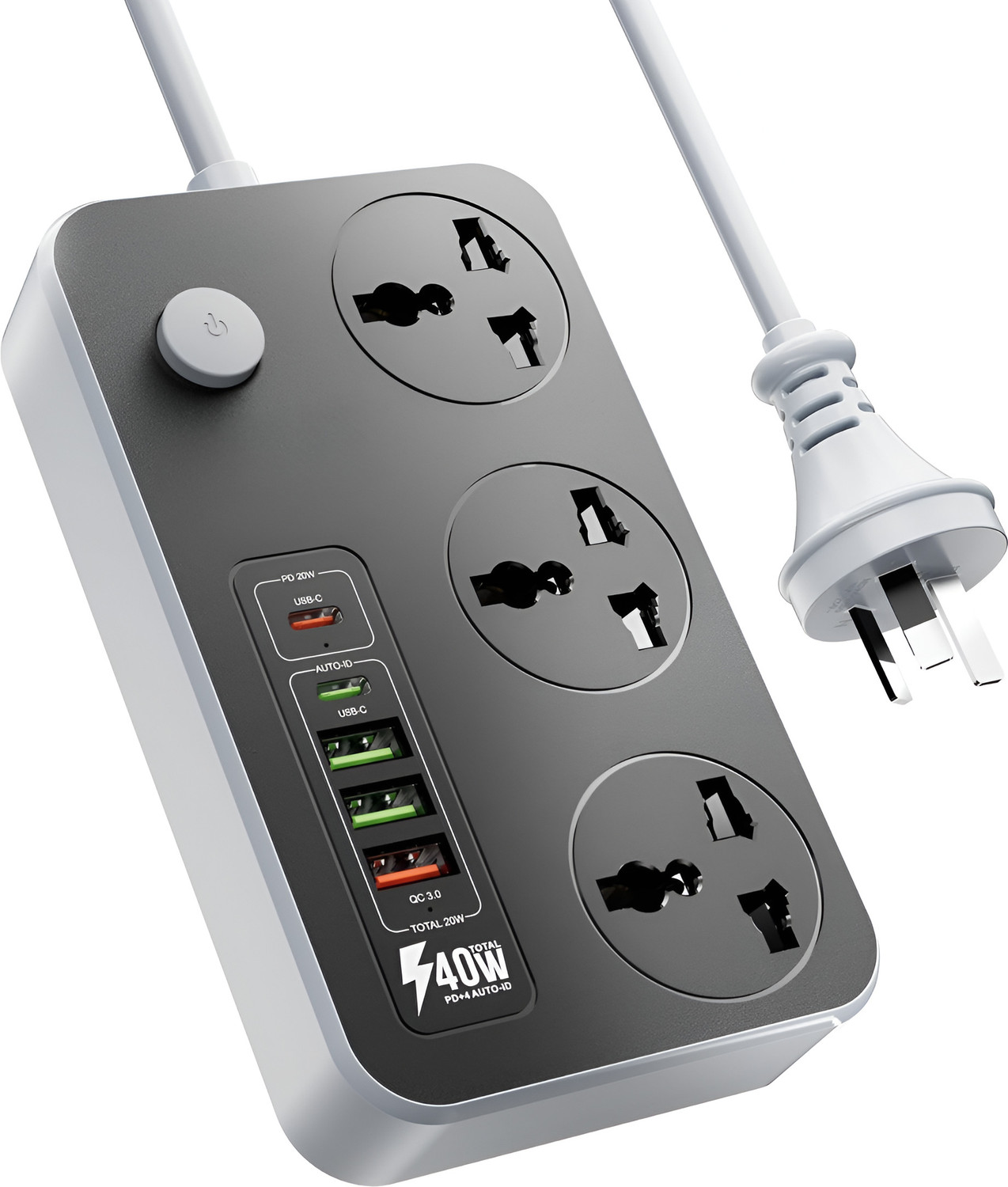 Image of EMBox 10A Multi Plug 2500W 3 Socket Extension Boards (White, 3 m)