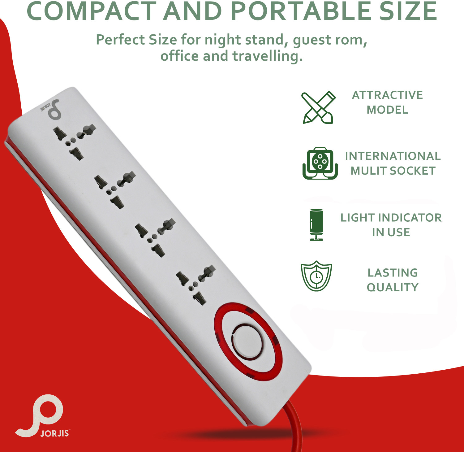 Image of JORJIS Eye 4 Socket Extension Boards (Red, 2 m)