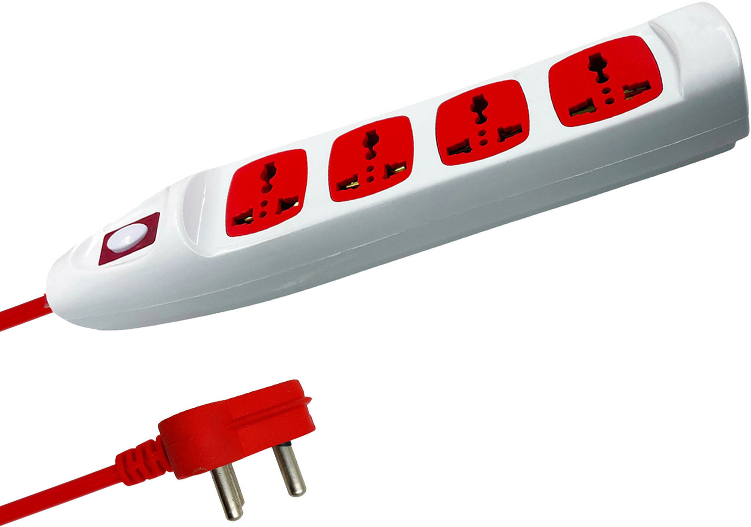 Image of GM Modular 3061 E-Book 4+4 Spike Adaptor with Individual Switch, Indicator, Safety Shutter, International Sockets & Surge Protector 4 Socket Extension Boards (White, 2 m)