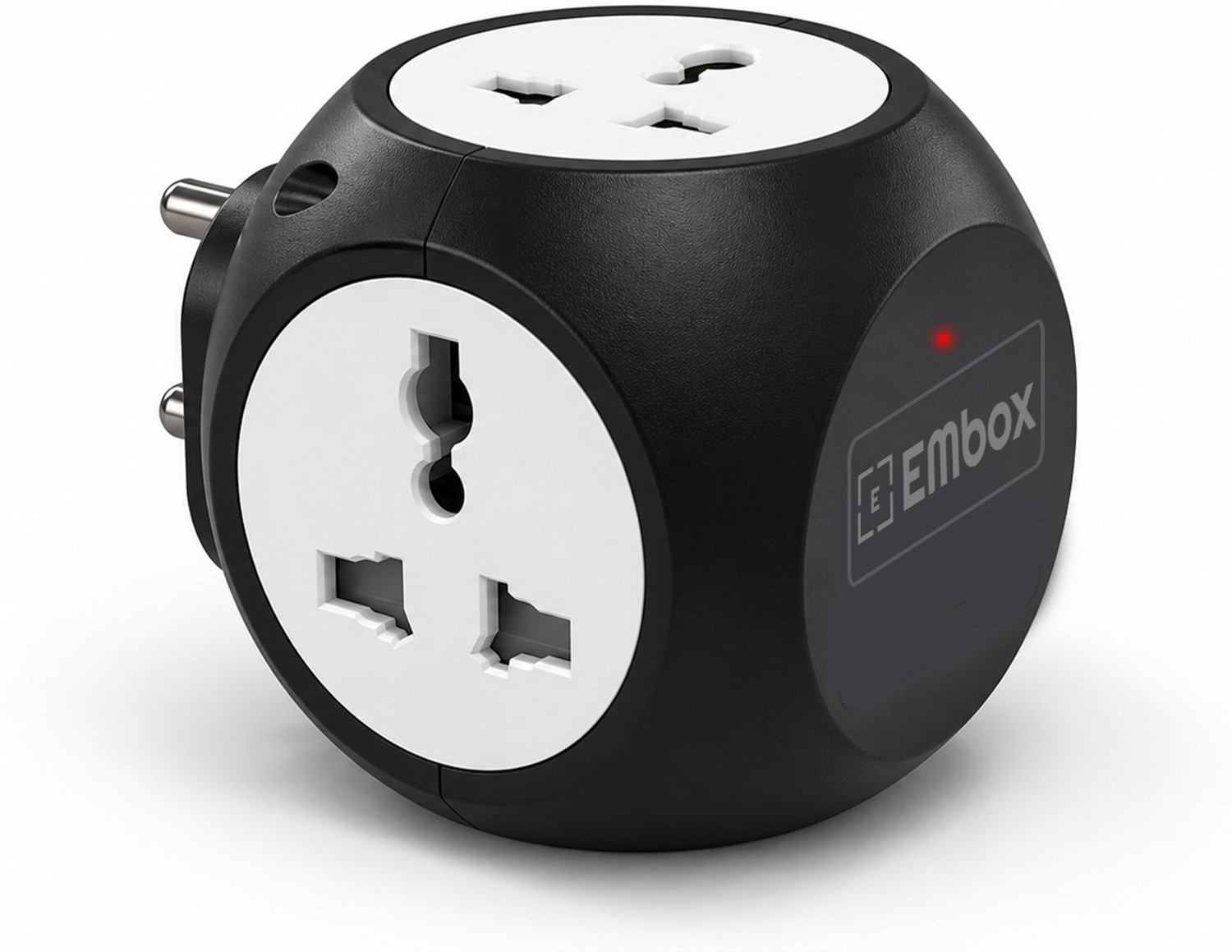Image of EMBox Multi Plug Universal Socket 10 A with 1 Type C Port and 2 USB Ports (cordless) 4 Socket Extension Boards (Black, 0 m, With USB Port)