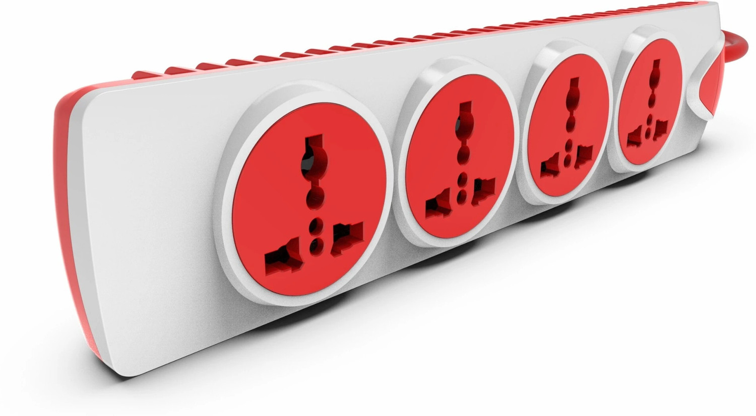 Image of GM Modular 3061 E-Book 4+4 Spike Adaptor with Individual Switch, Indicator, Safety Shutter, International Sockets & Surge Protector 4 Socket Extension Boards (White, 2 m)