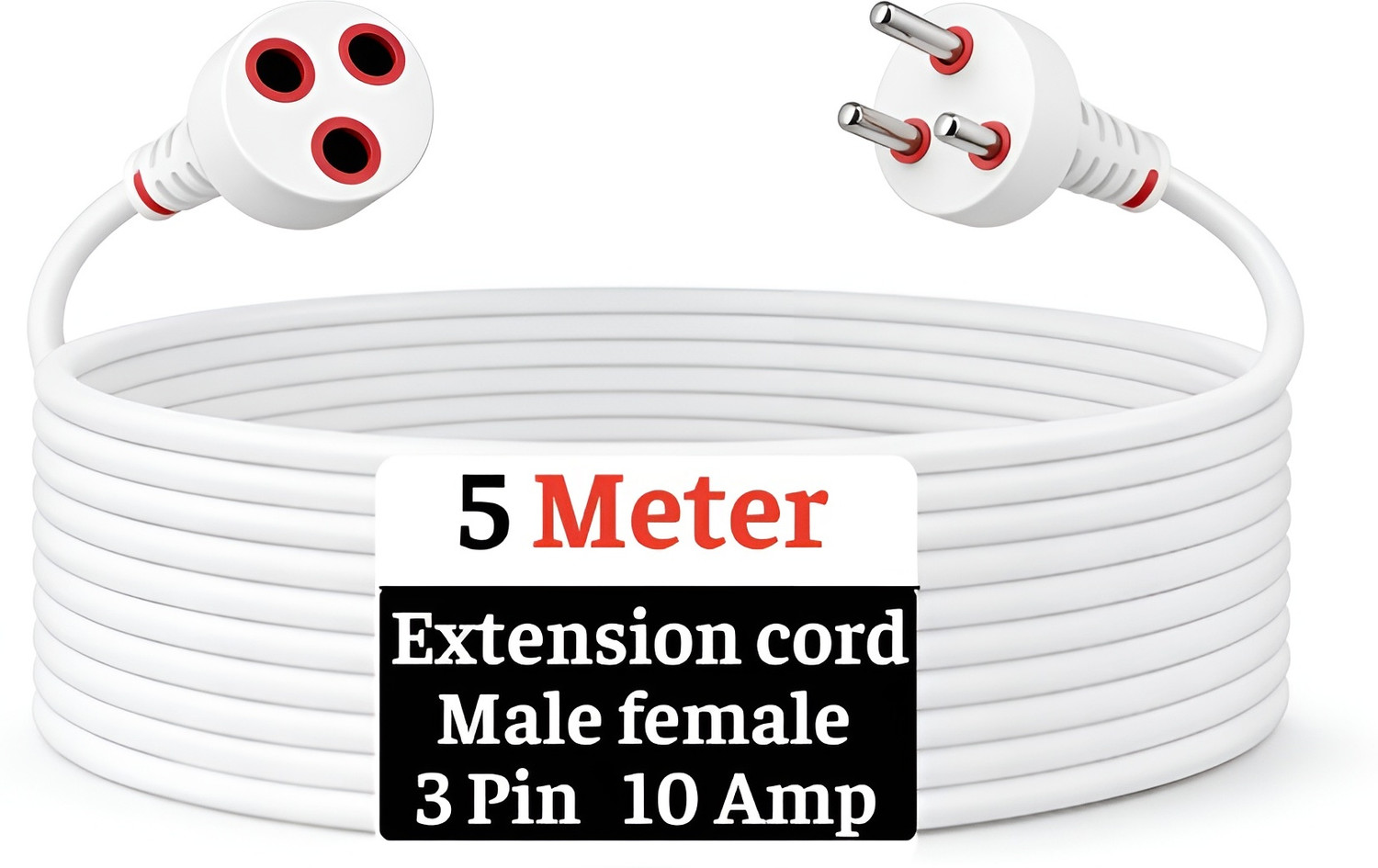 Image of GM Modular 3061 E-Book 4+4 Spike Adaptor with Individual Switch, Indicator, Safety Shutter, International Sockets & Surge Protector 4 Socket Extension Boards (White, 2 m)
