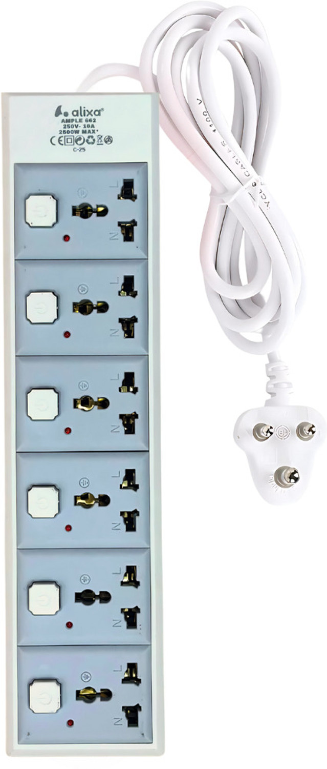 Image of SYARA Hexagon Extension Socket With 1 Meter Cable & 4 USB Ports and 4 SocketQT175 4 Socket Extension Boards (Multicolor, 3 m, With USB Port)