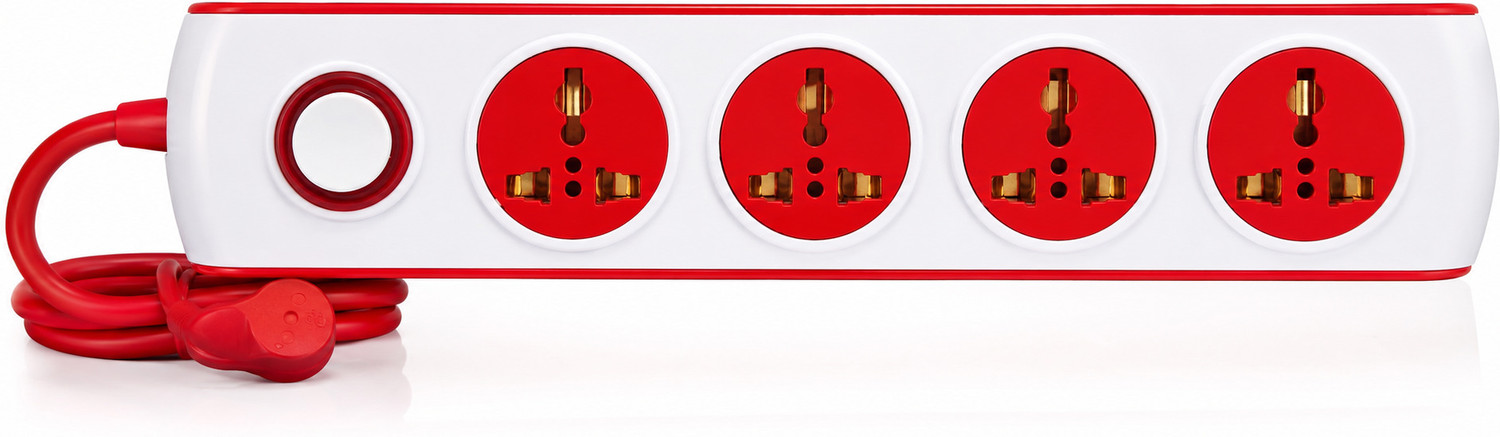 Image of EVEREADY Everprotect Ultra Spike Guard - X4 (4 meter) 4 Socket Extension Boards (Red, 4 m)