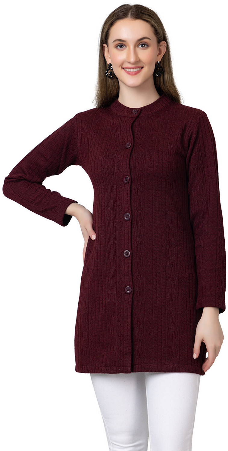 Image of Zigo Women Woven Round Neck Purple Sweater